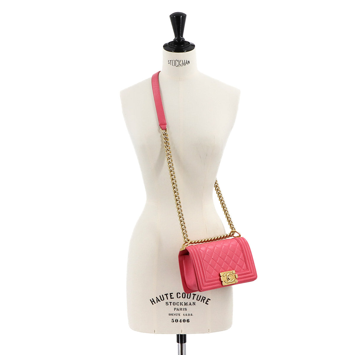 BOY CHANEL Small Chain Shoulder Bag Leather Pink A67085 Purse