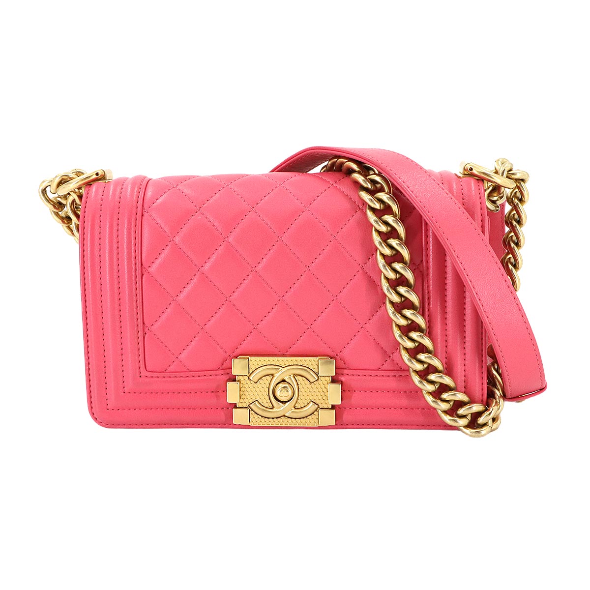 BOY CHANEL Small Chain Shoulder Bag Leather Pink A67085 Purse