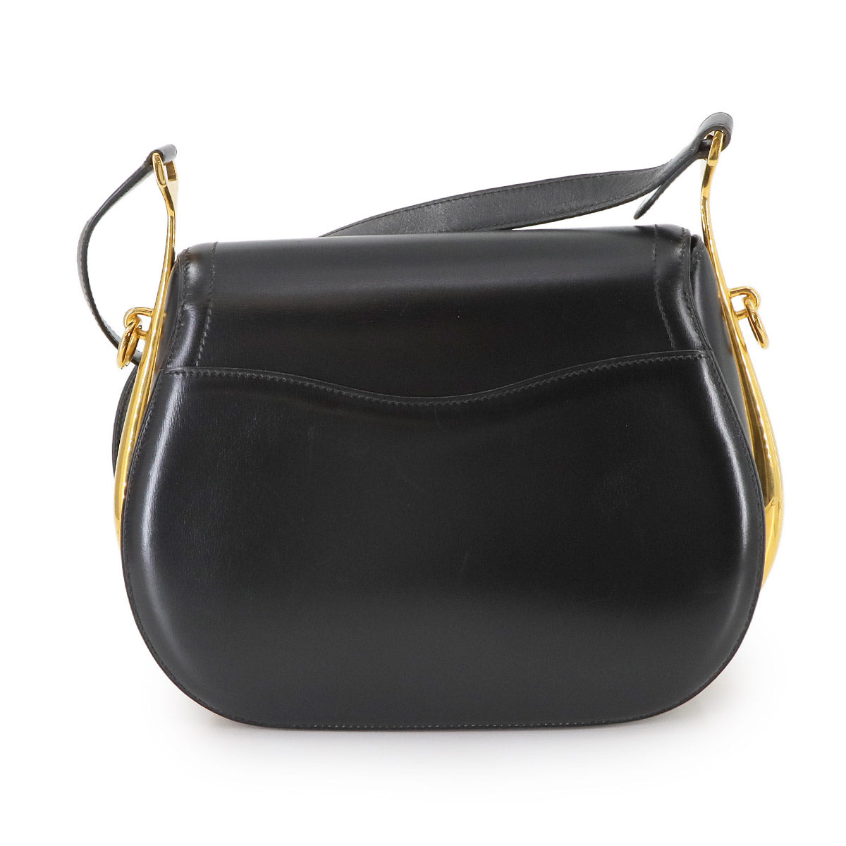 Passe Guide Shoulder Bag Box calf Black Vintage Purse