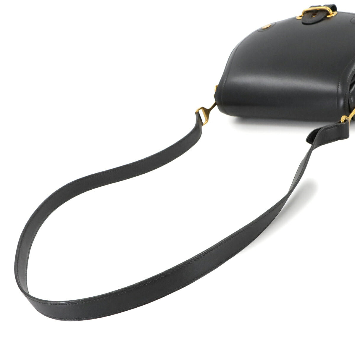 Passe Guide Shoulder Bag Box calf Black Vintage Purse
