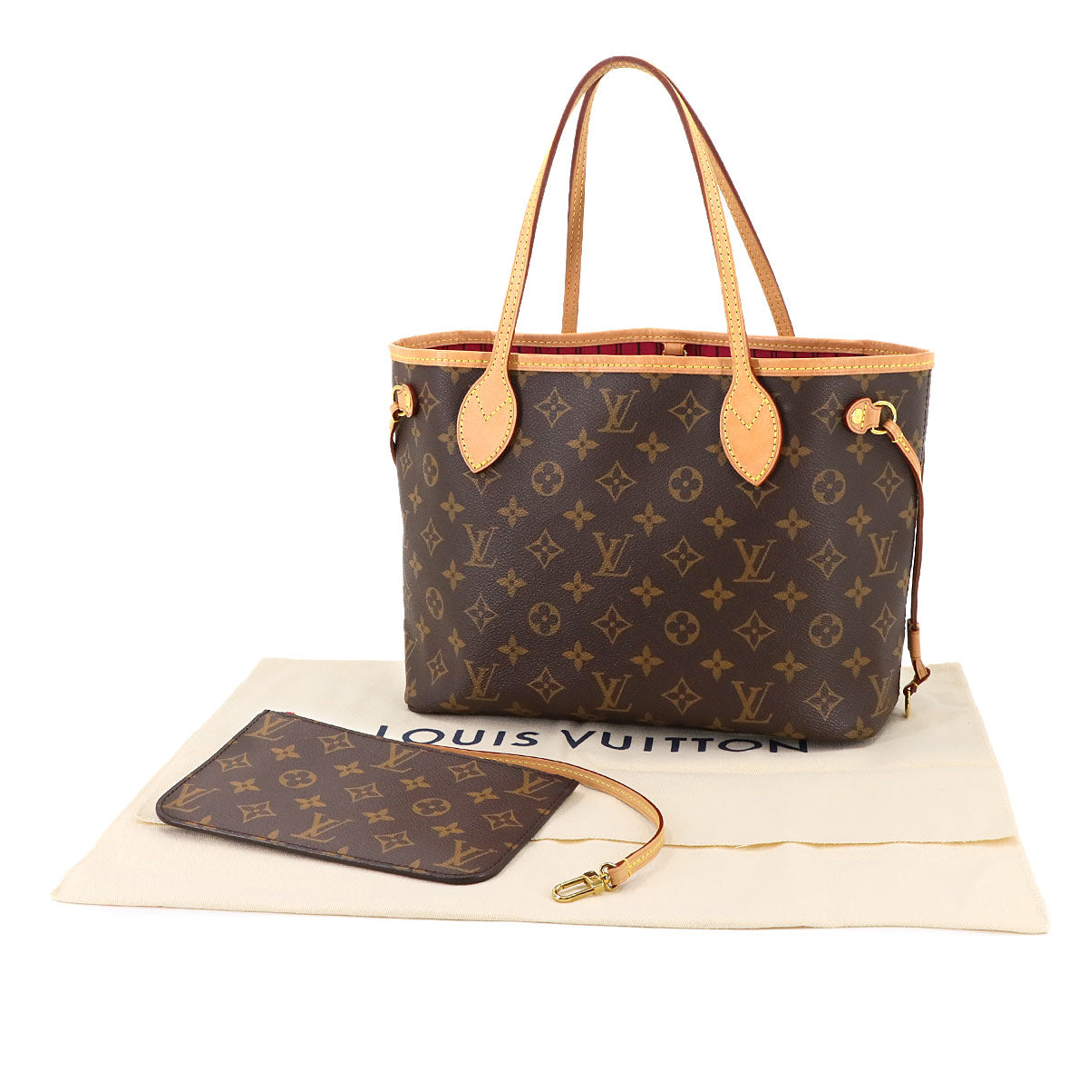 Monogram Neverfull PM Tote Bag Brown Pivoine M41245