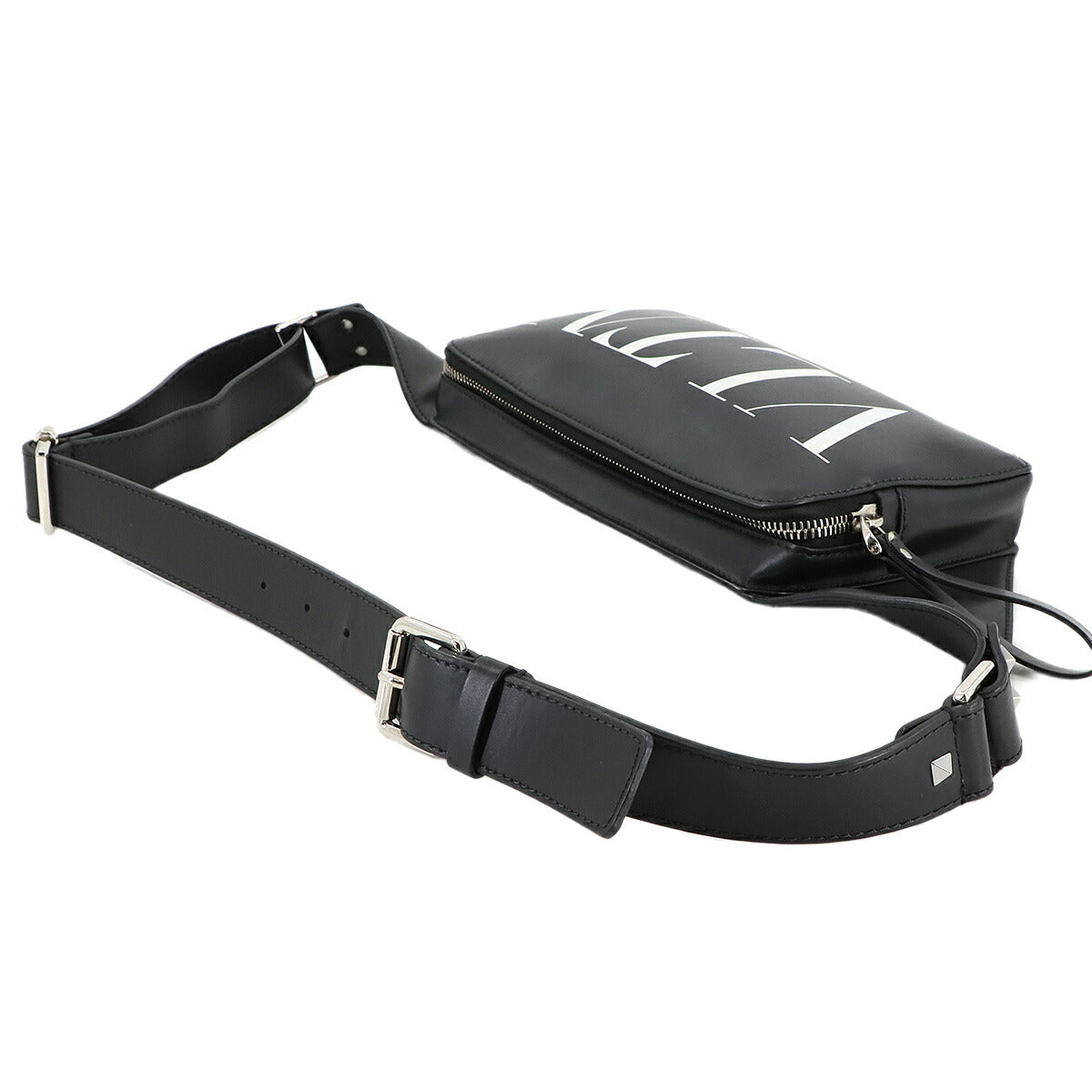 VLTN Belt Bag Body Waist Bag Leather Black White