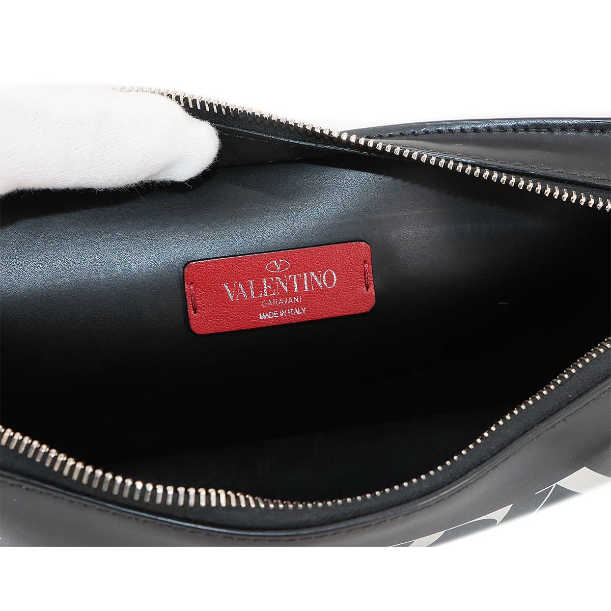 VLTN Belt Bag Body Waist Bag Leather Black White