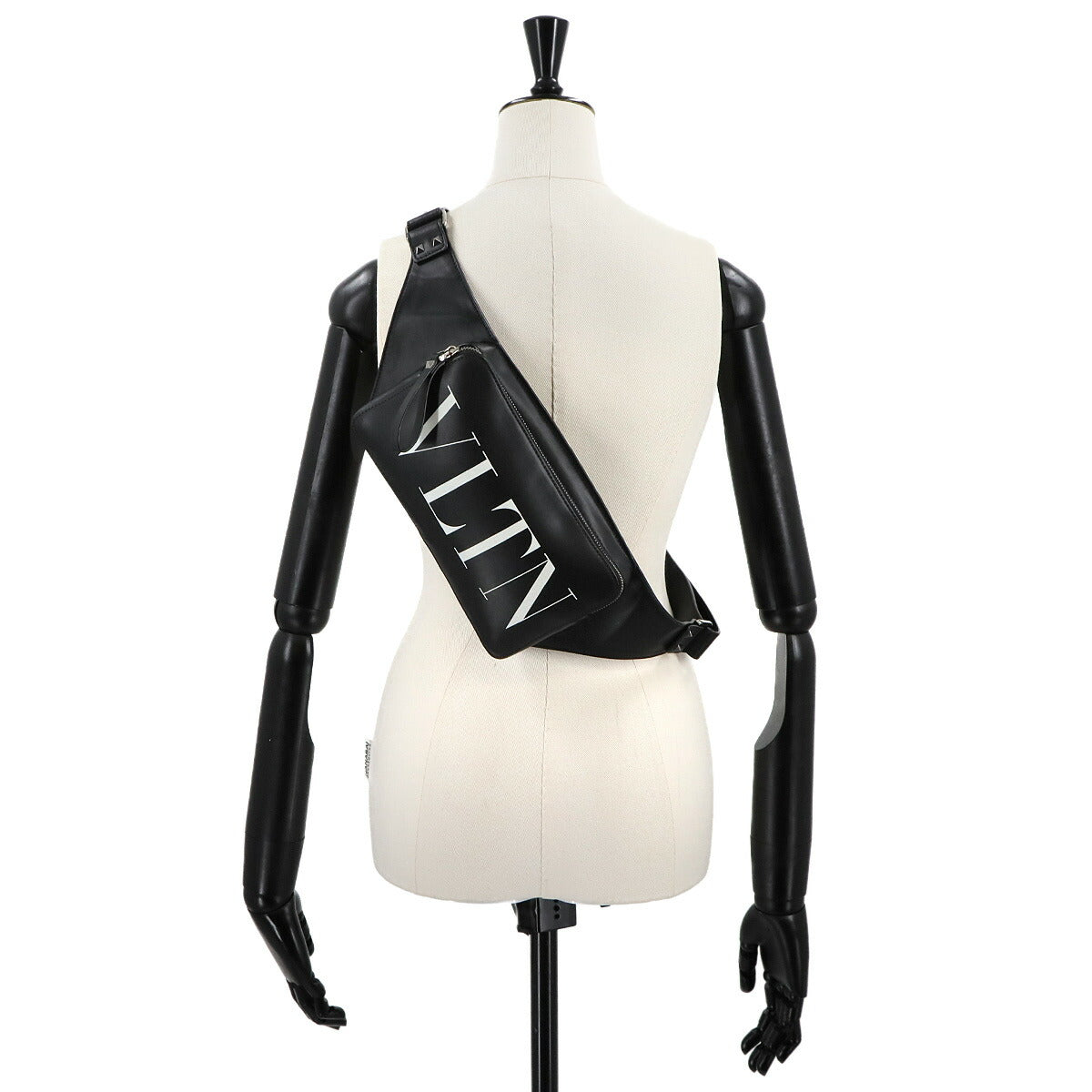 VLTN Belt Bag Body Waist Bag Leather Black White