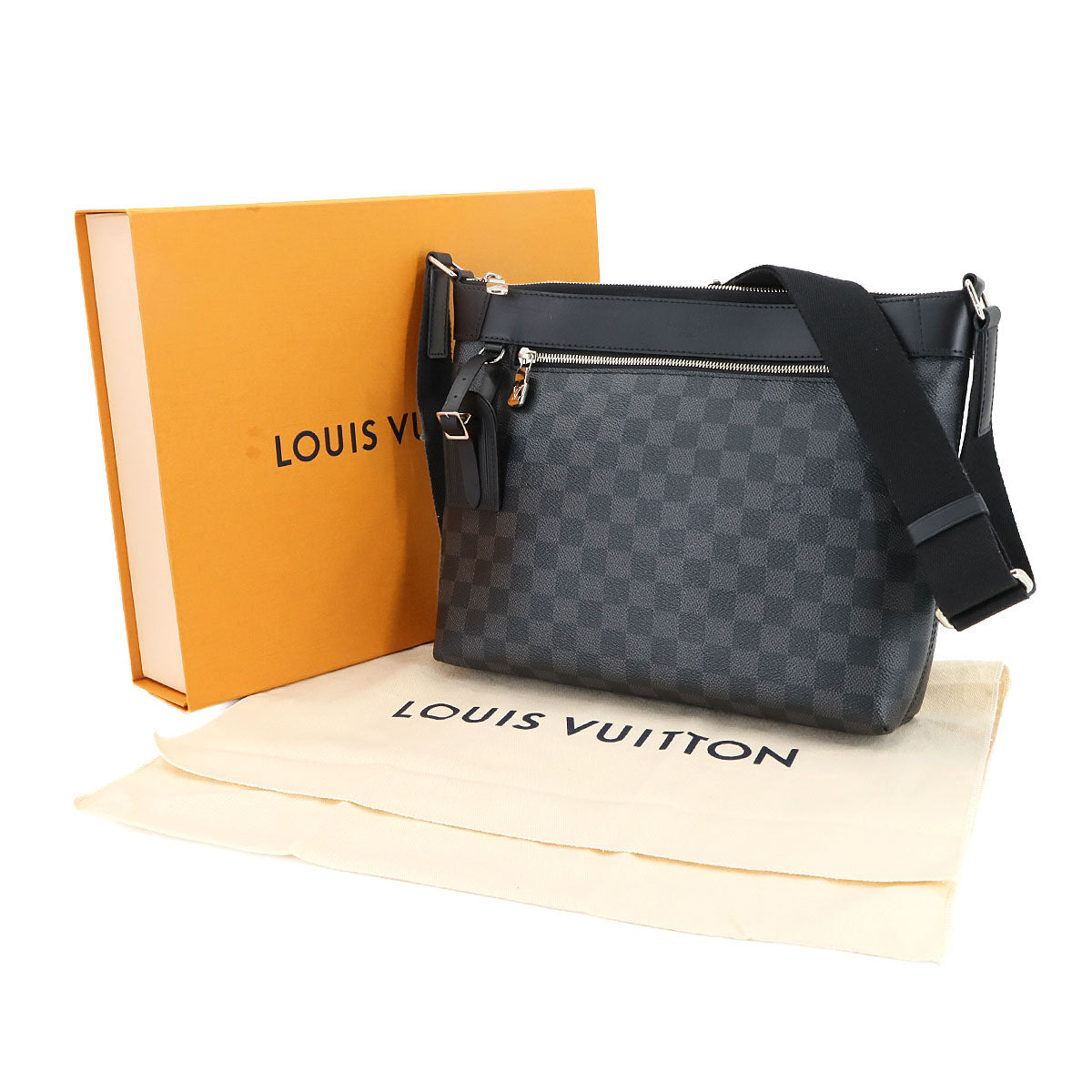 Damier Graphite Mick PM NM Shoulder Bag Black Gray N40003