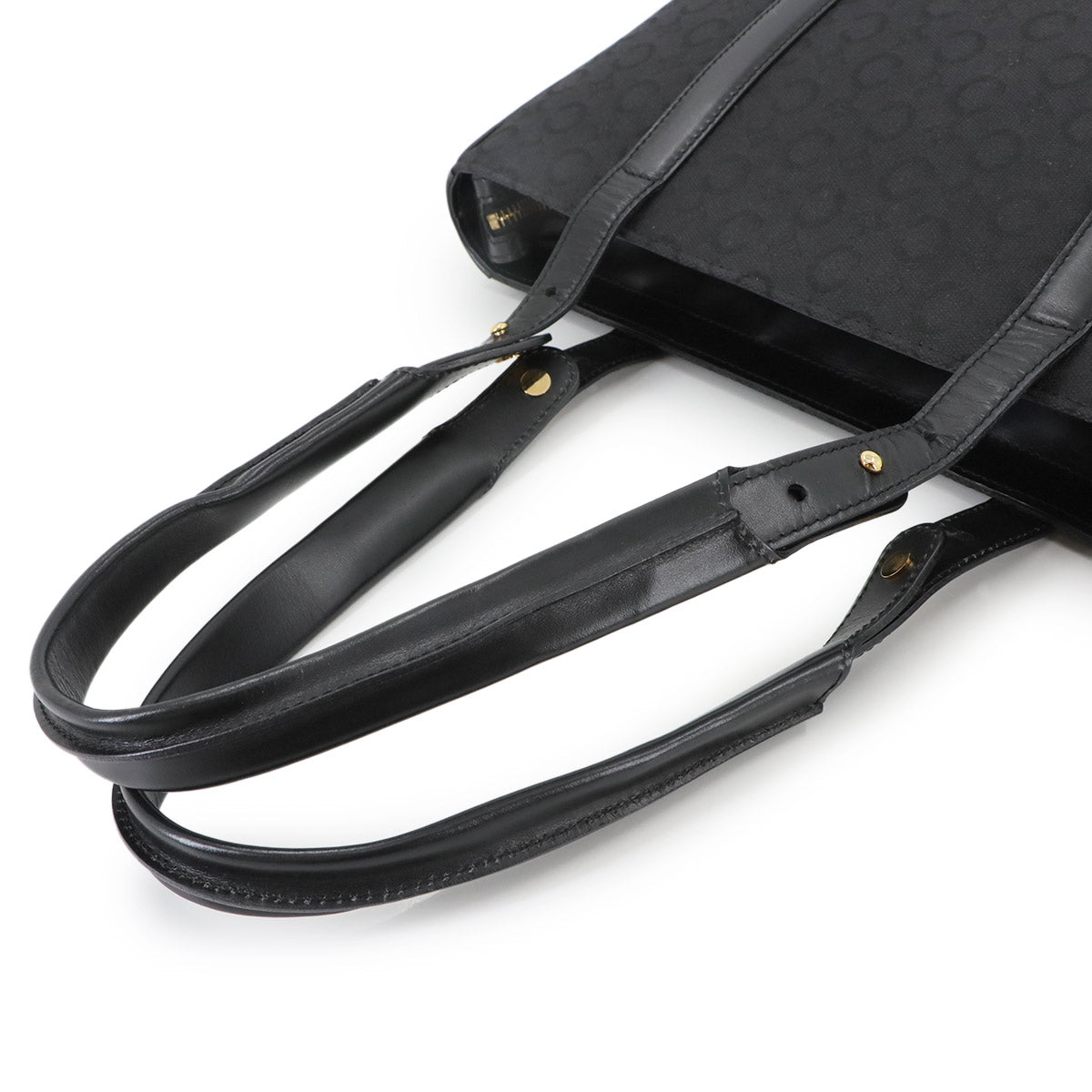 Macadam C Logos Tote Bag Canvas Leather Black Purse