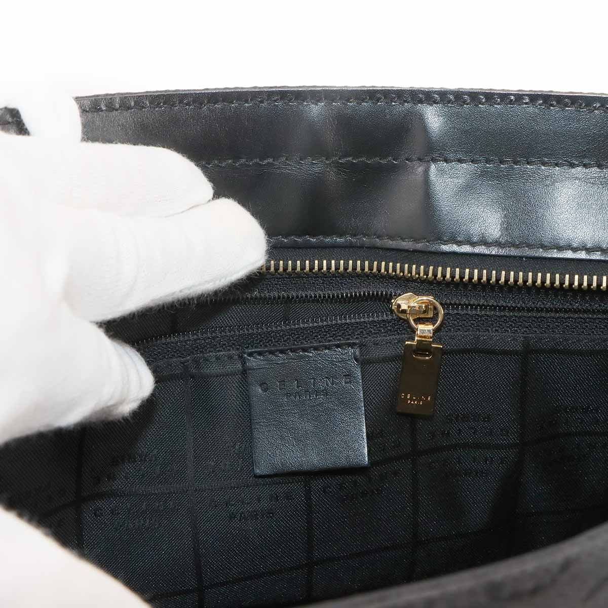 Macadam C Logos Tote Bag Canvas Leather Black Purse