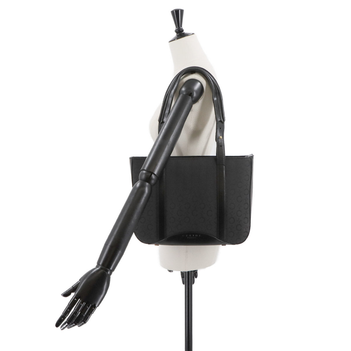 Macadam C Logos Tote Bag Canvas Leather Black Purse