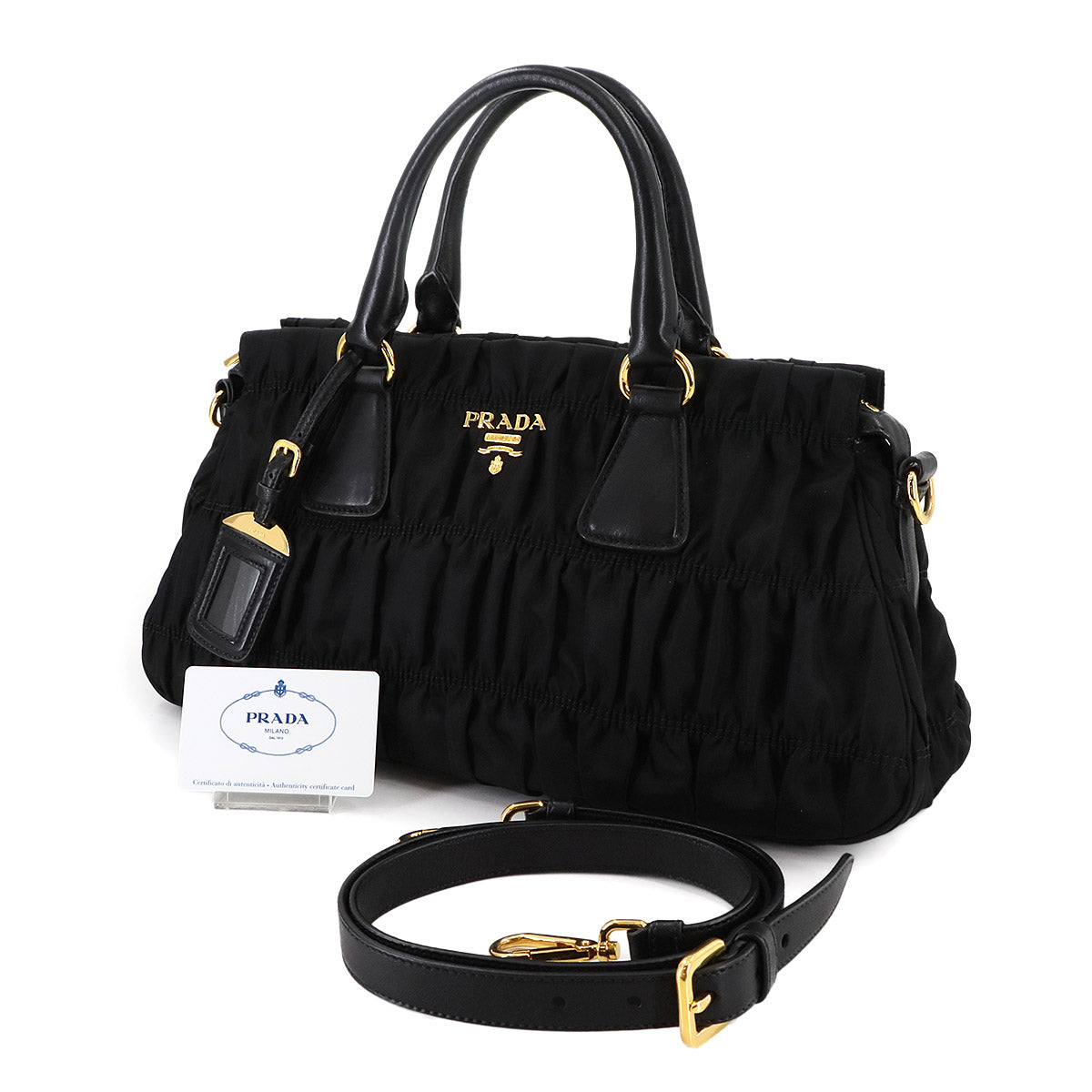 2way Hand Shoulder Bag Nylon Leather Nero Black B1407M