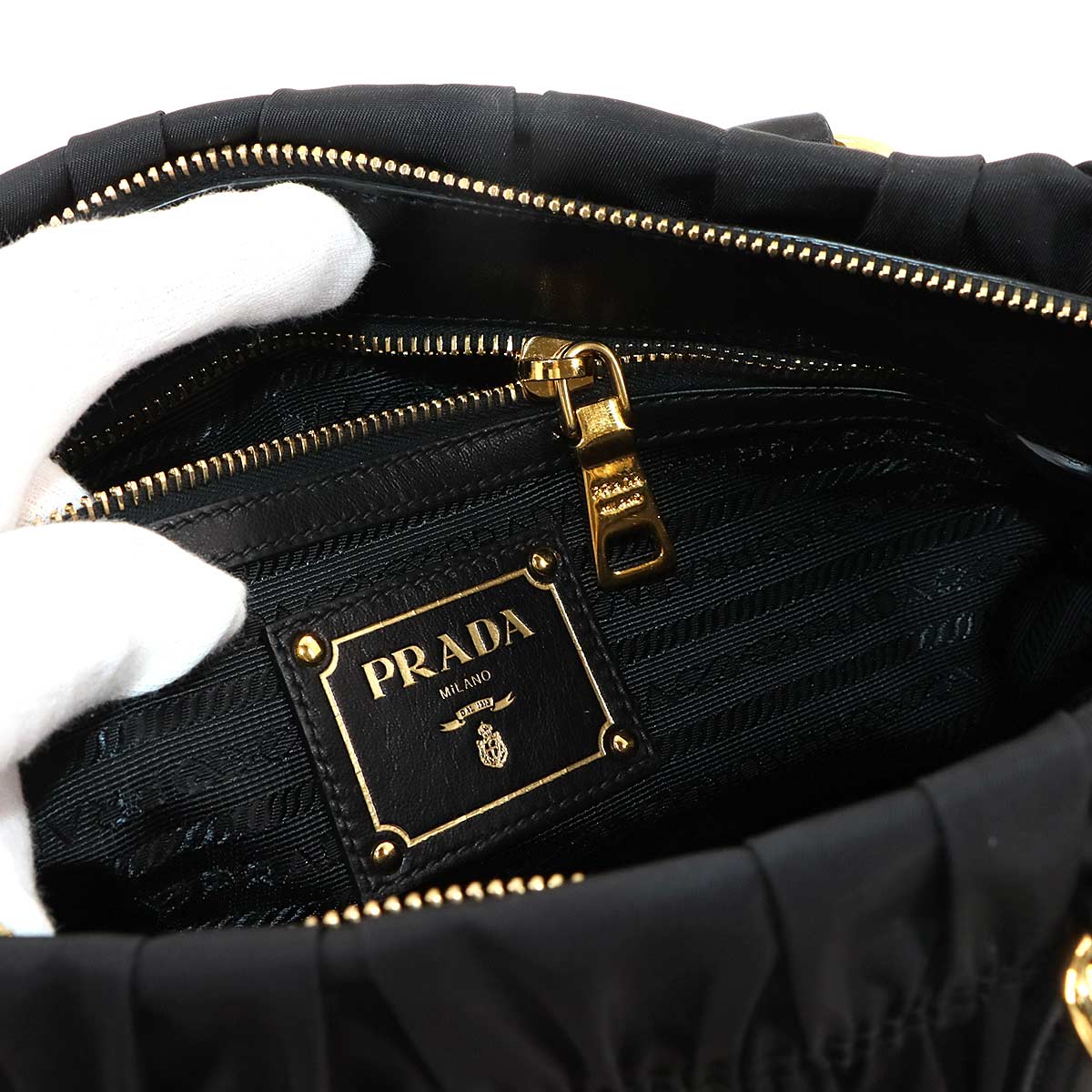 2way Hand Shoulder Bag Nylon Leather Nero Black B1407M