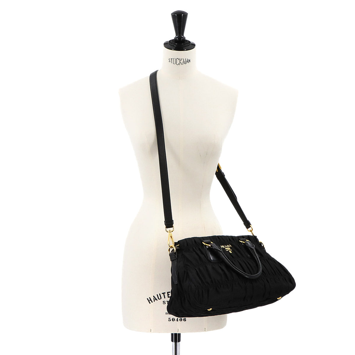 2way Hand Shoulder Bag Nylon Leather Nero Black B1407M