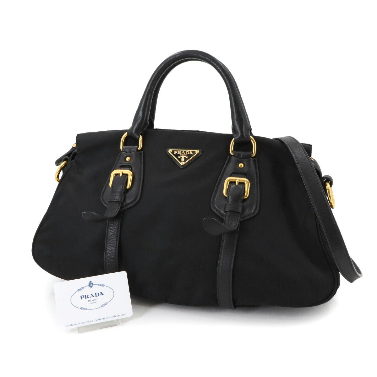 2way Hand Shoulder Bag Nylon Leather Nero Black BN1827