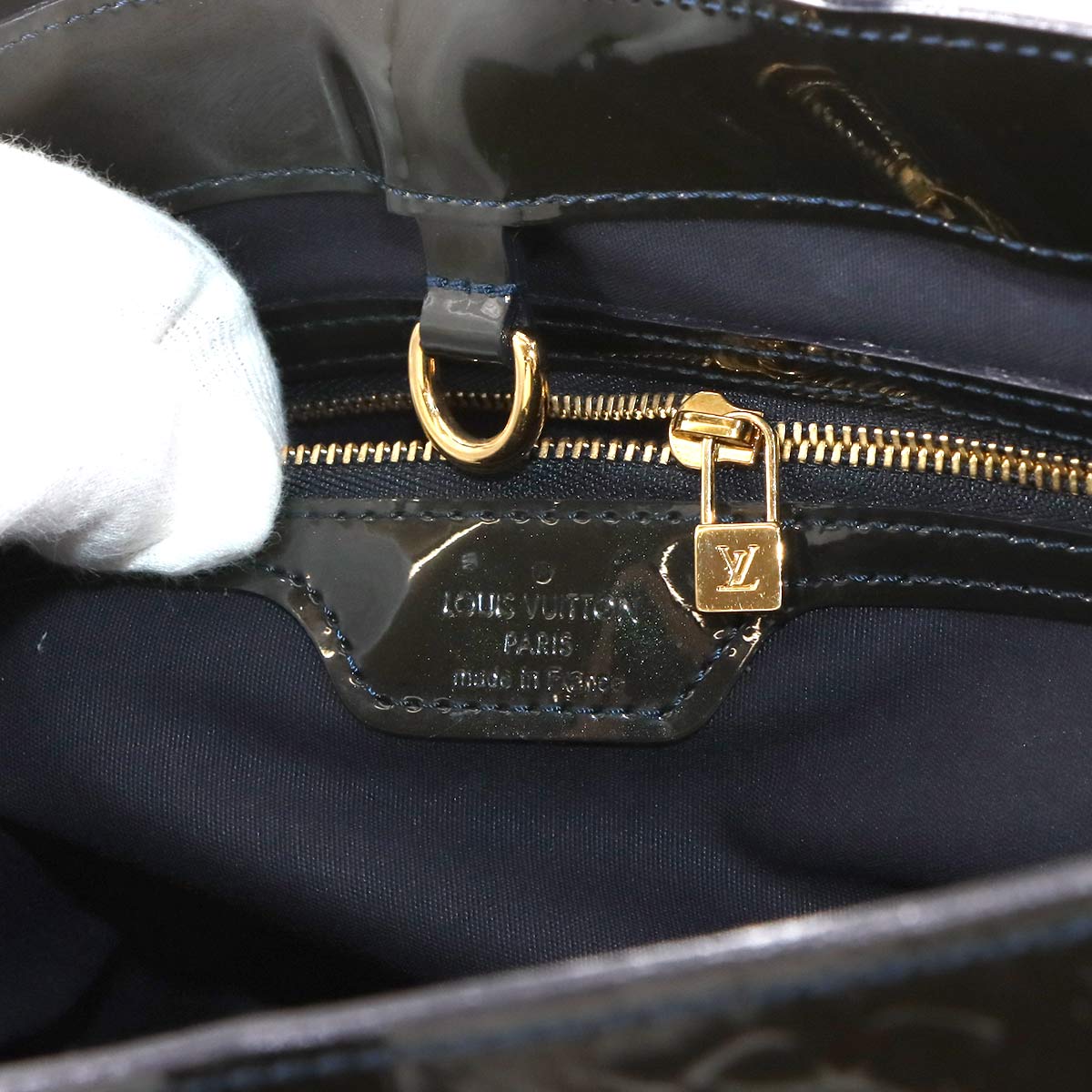 Monogram Vernis Wilshire PM Hand Bag Leather Navy M91451