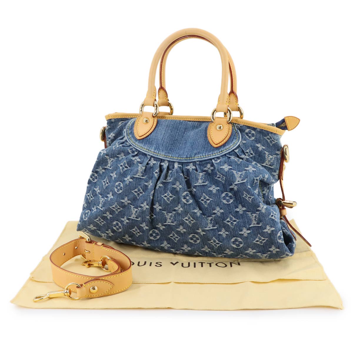 Monogram Denim Neo Cabby MM Hand Shoulder Bag Blue M95349