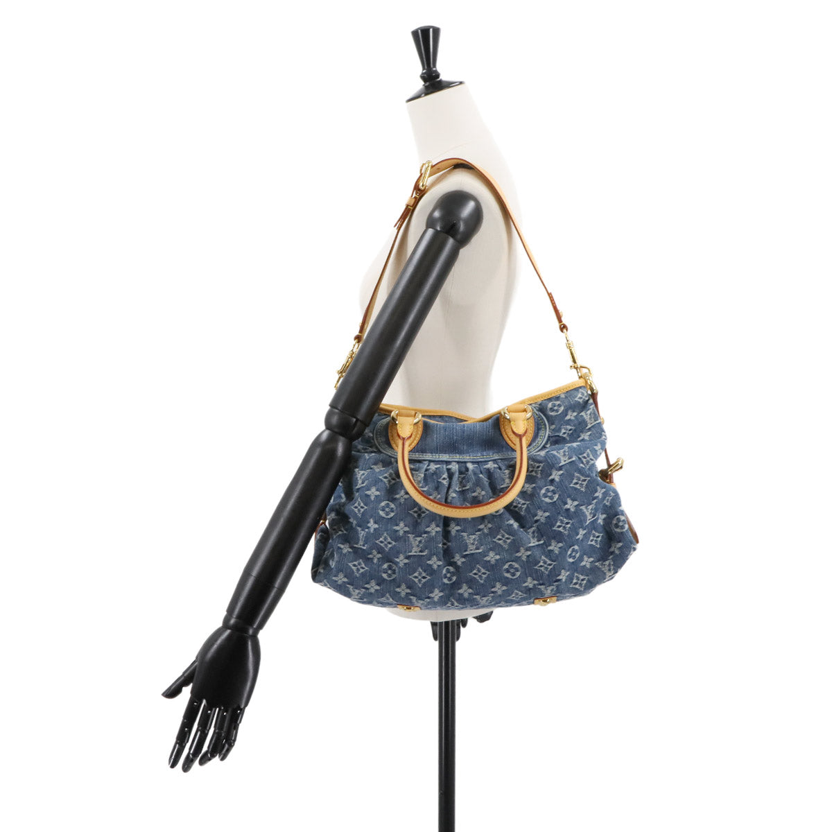 Monogram Denim Neo Cabby MM Hand Shoulder Bag Blue M95349