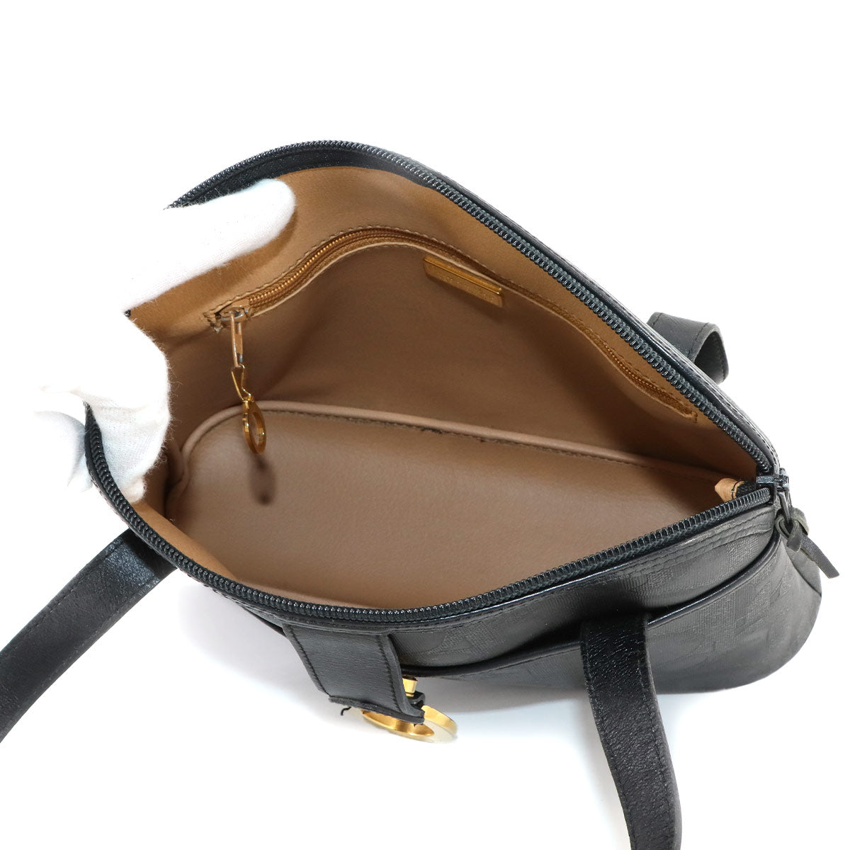 Trotter Hand Bag PVC Leather Black Purse