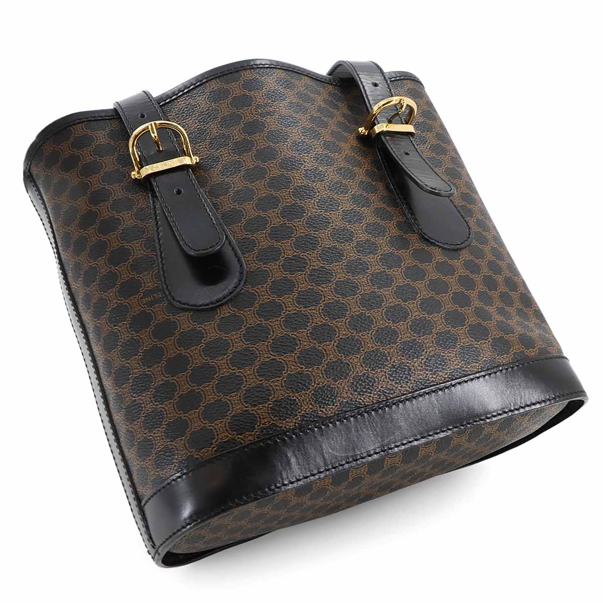 Macadam Tote Bag PVC Leather Black Brown Vintage Purse
