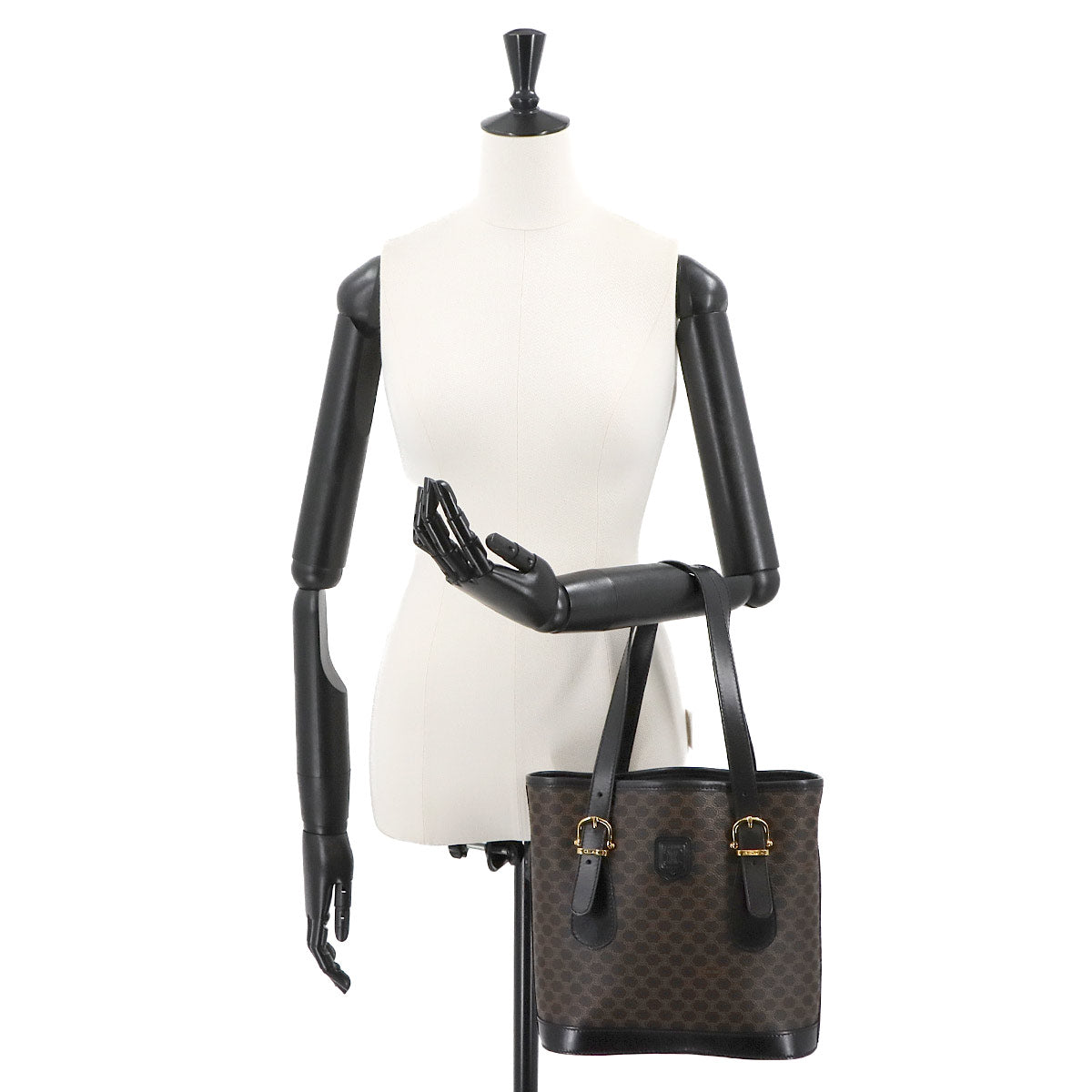 Macadam Tote Bag PVC Leather Black Brown Vintage Purse