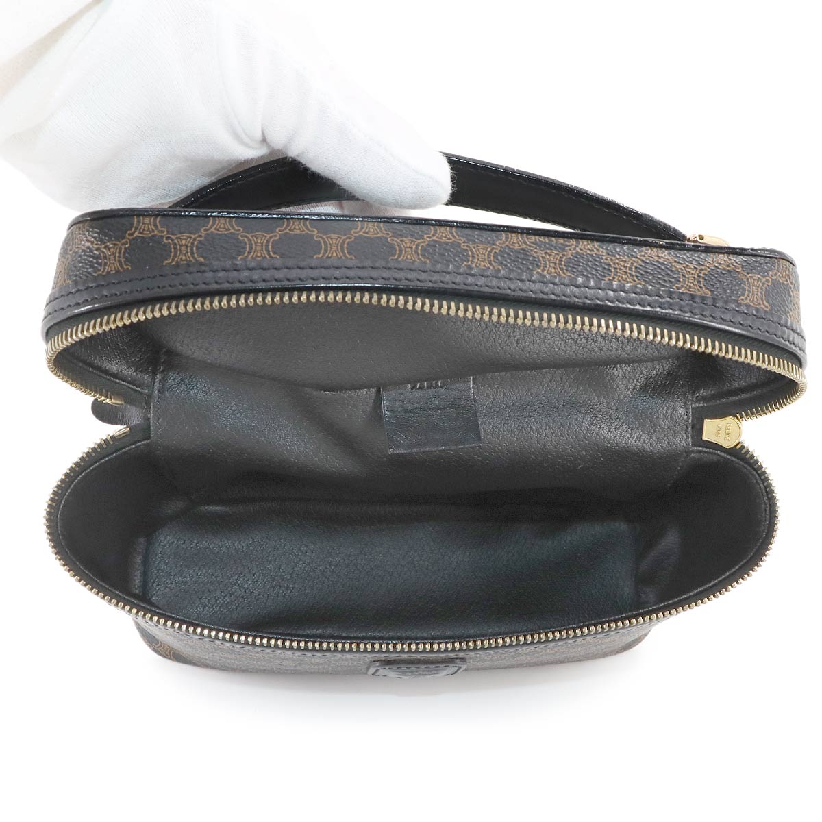 Macadam Vanity Hand Bag Leather PVC Black Brown Purse