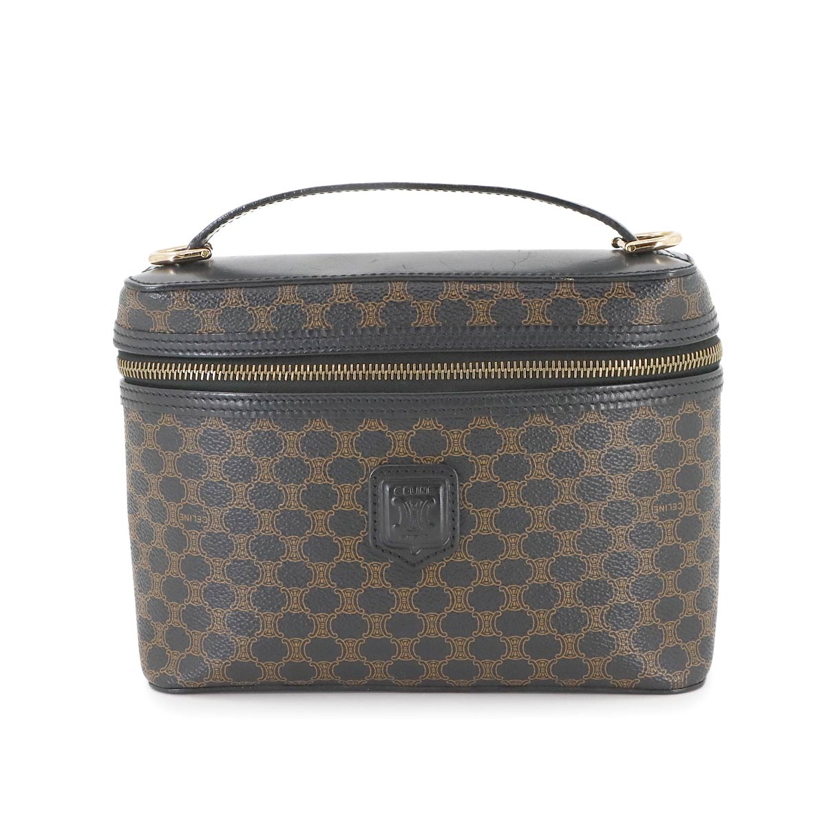 Macadam Vanity Hand Bag Leather PVC Black Brown Purse