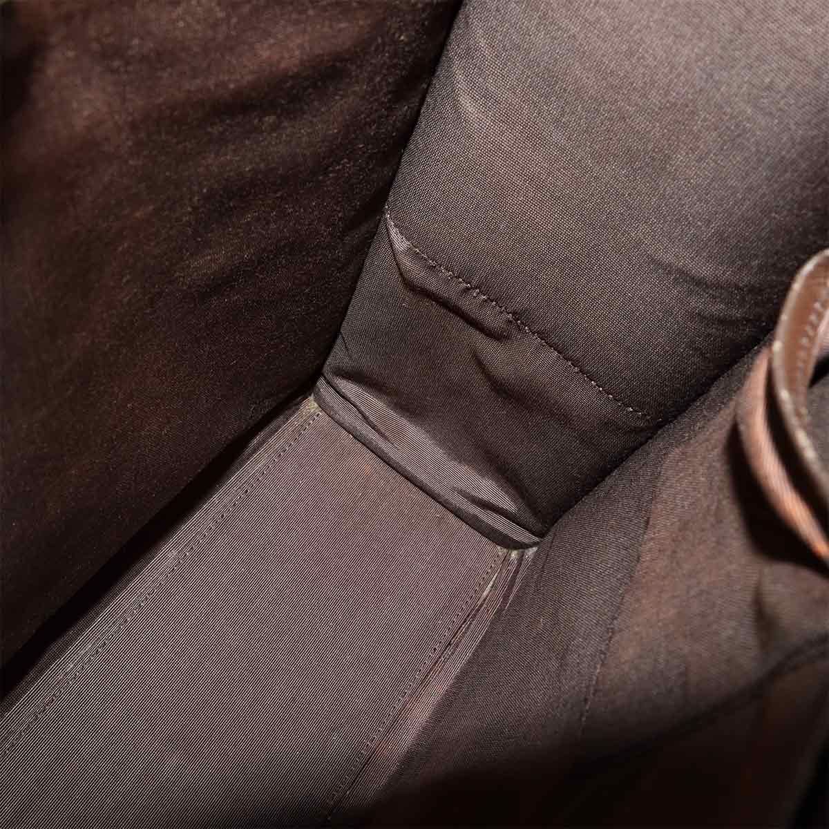 Plaid Tote Bag Canvas Leather Beige Brown Purse