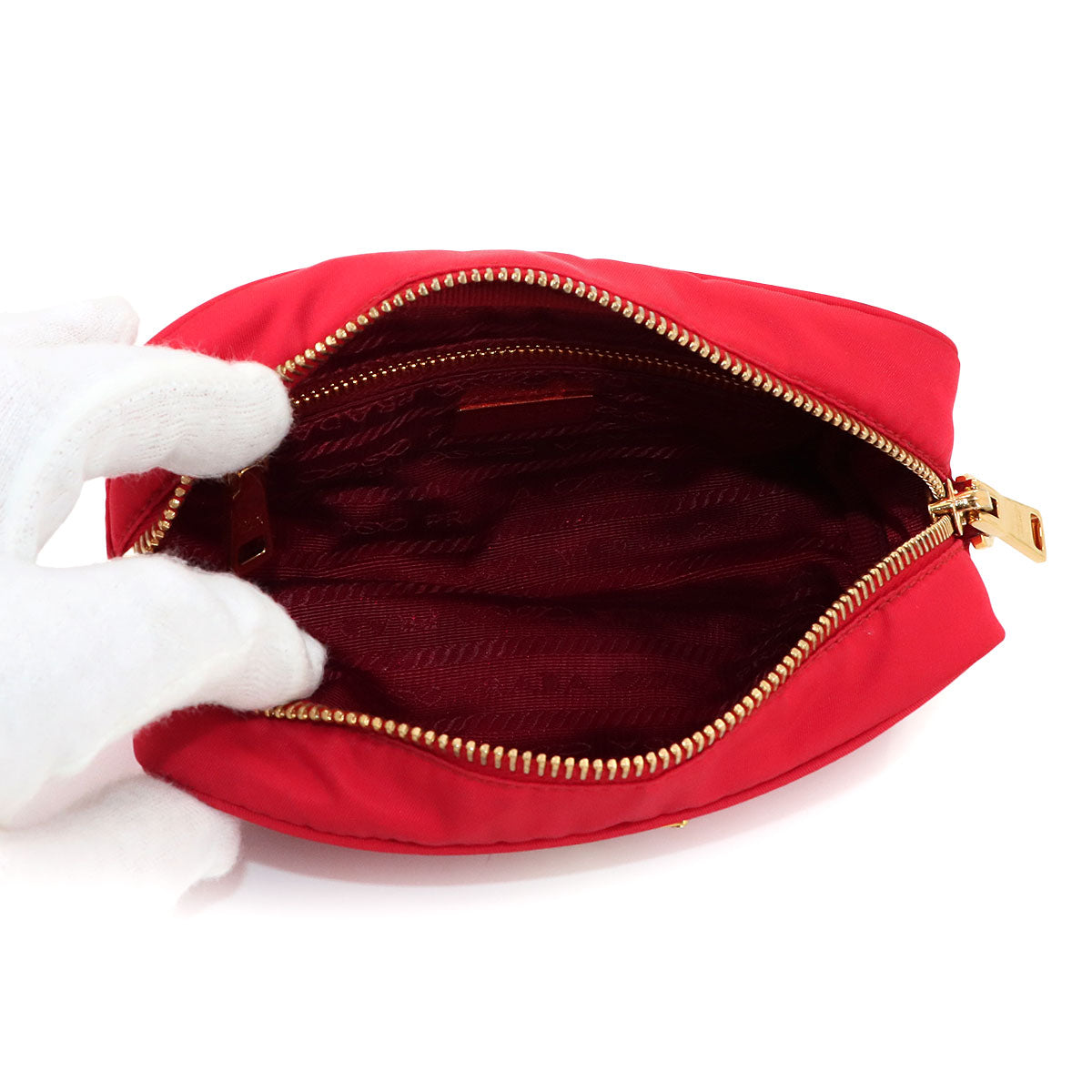 Pouch Nylon Saffiano Leather Red 1NE175 Purse