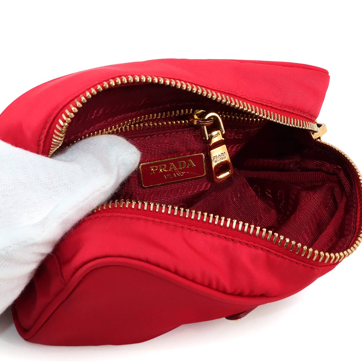 Pouch Nylon Saffiano Leather Red 1NE175 Purse