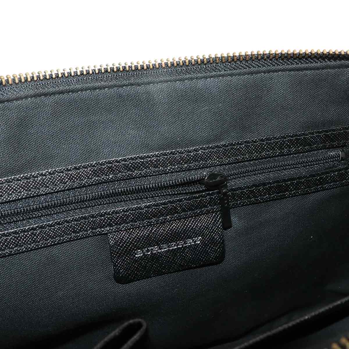 Plaid Hand Bag Canvas Leather Beige Black Purse