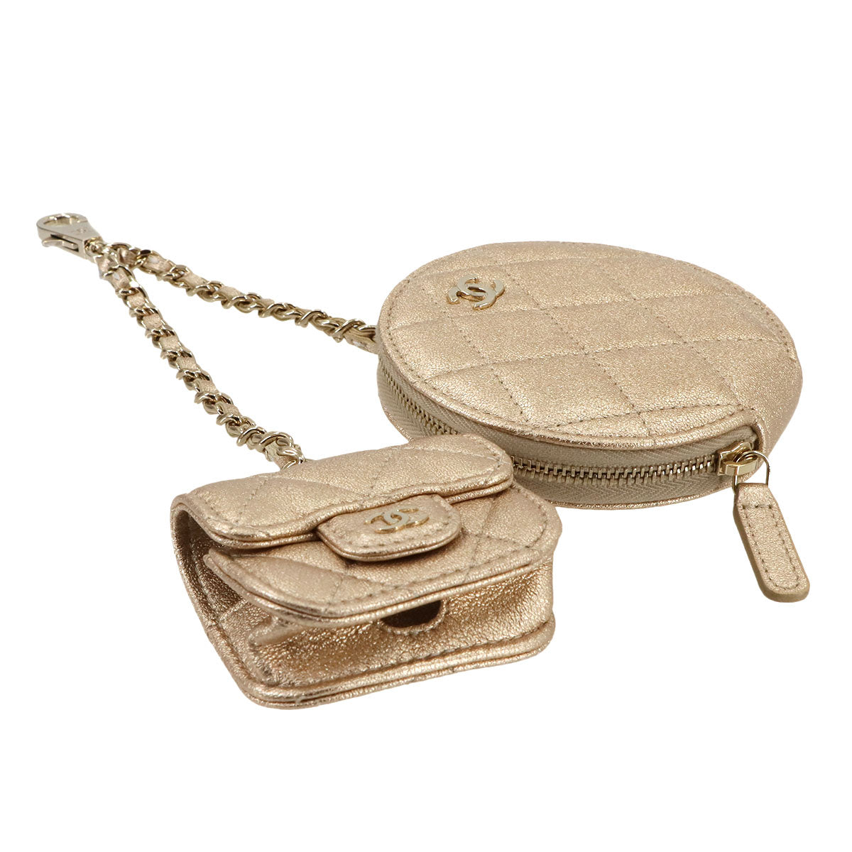 Matelasse Coin Purse AirPods Pro Case Leather Gold