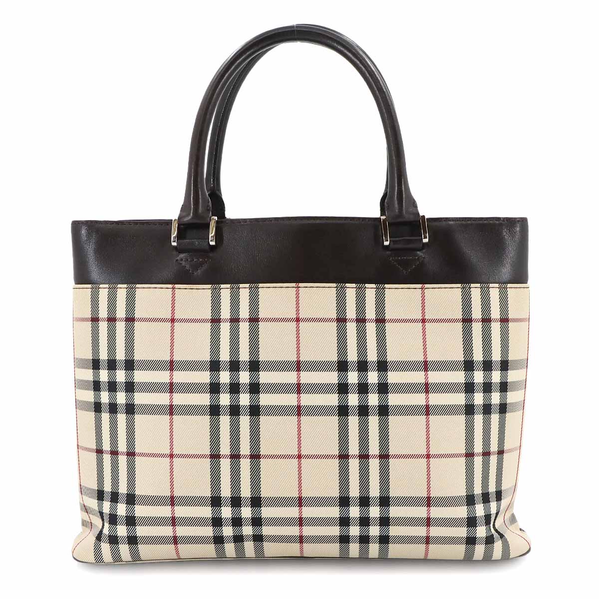 Plaid Hand Bag Canvas Leather Purse