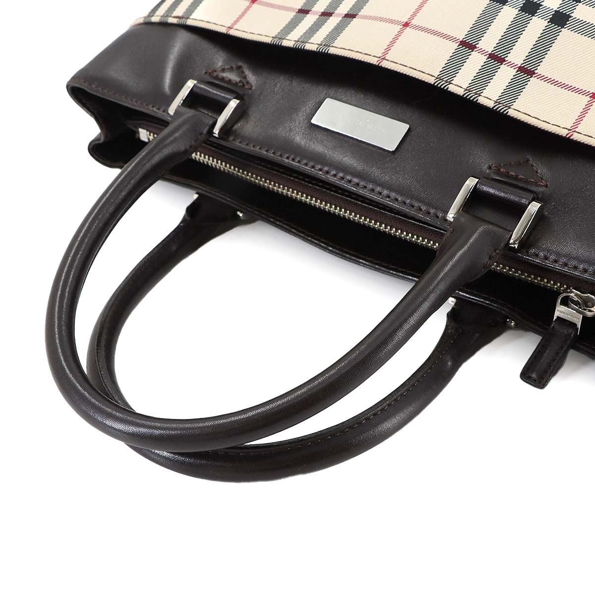 Plaid Hand Bag Canvas Leather Purse