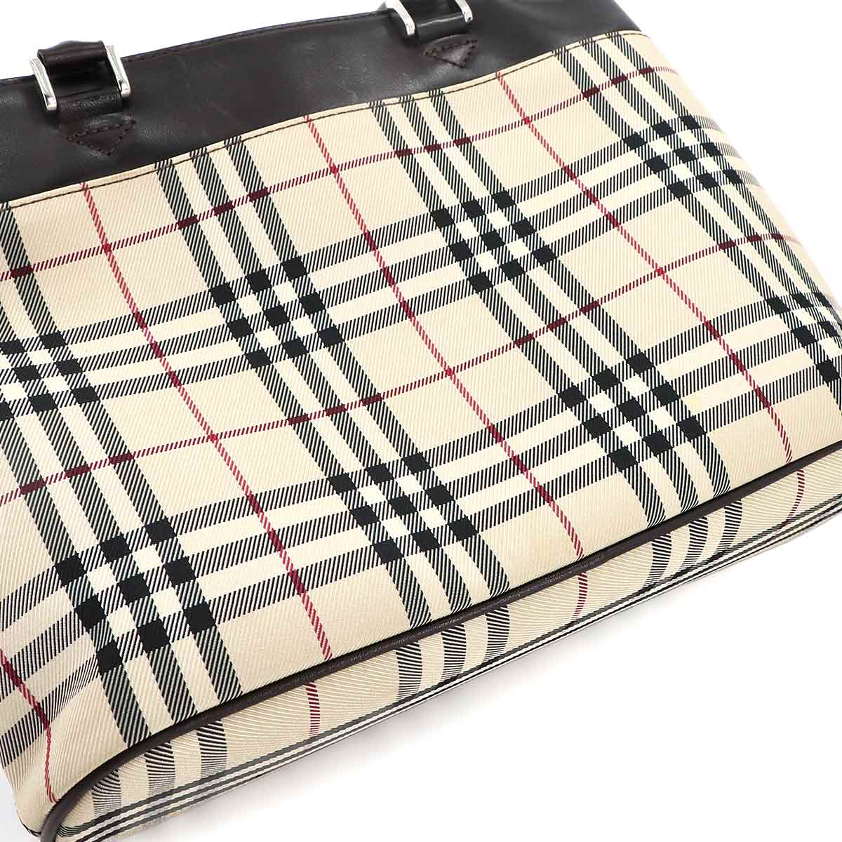 Plaid Hand Bag Canvas Leather Purse