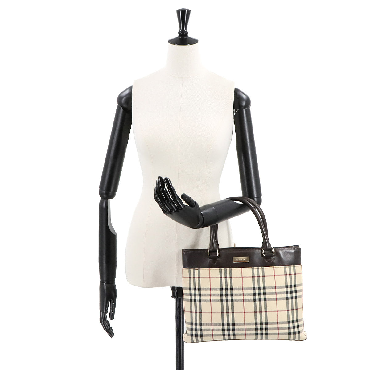 Plaid Hand Bag Canvas Leather Purse