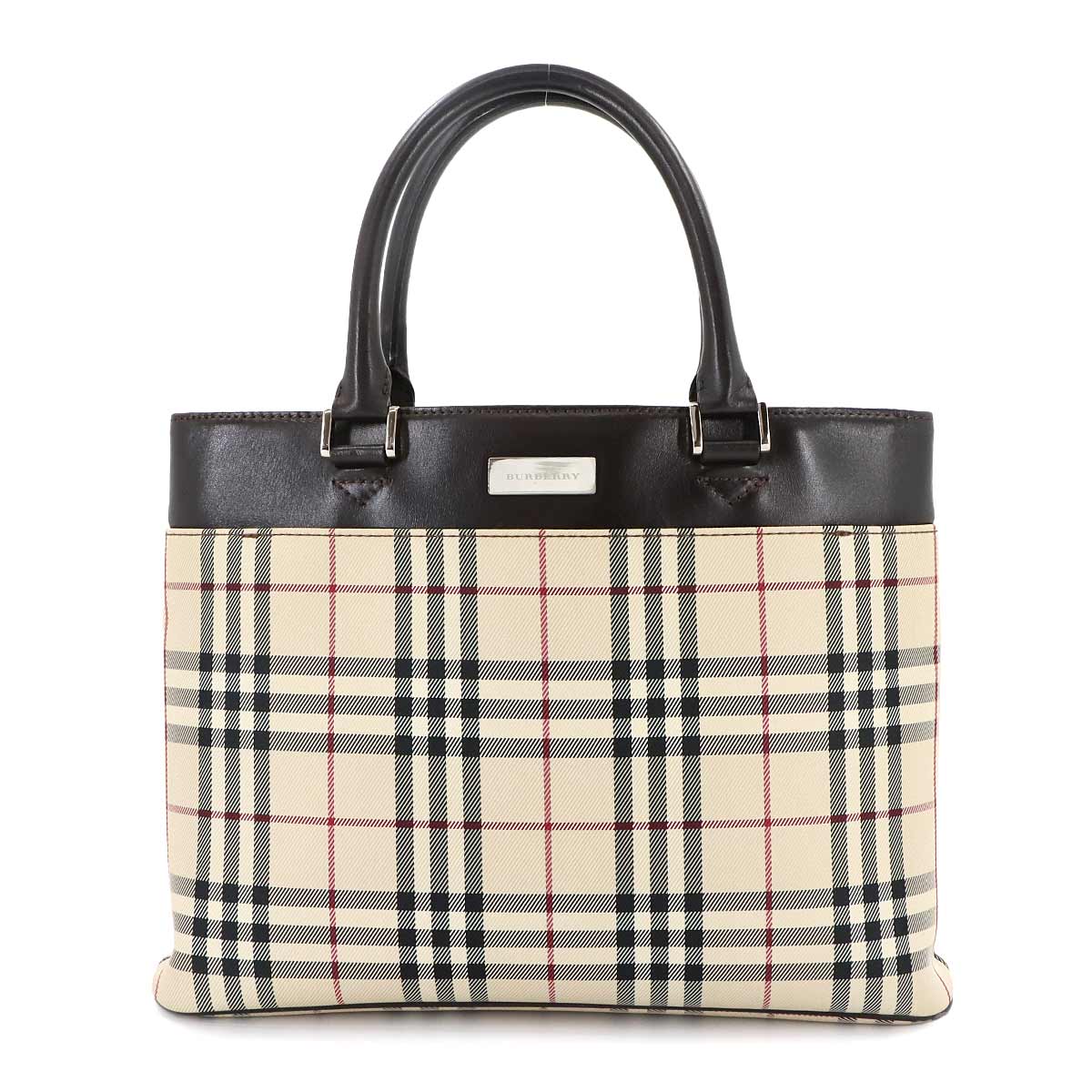 Plaid Hand Bag Canvas Leather Purse