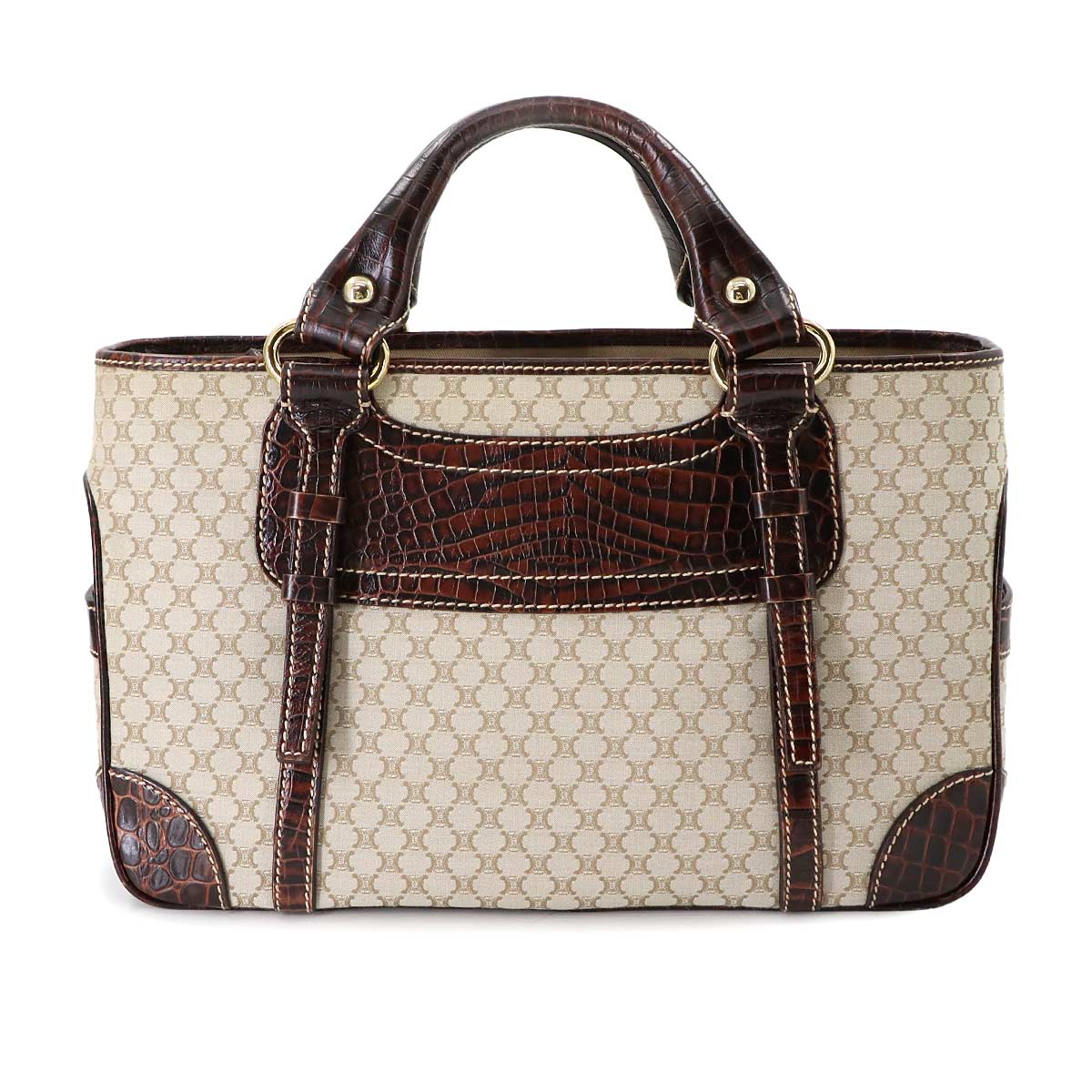 Macadam Boogie Hand Bag Canvas Leather Beige Brown Vintage