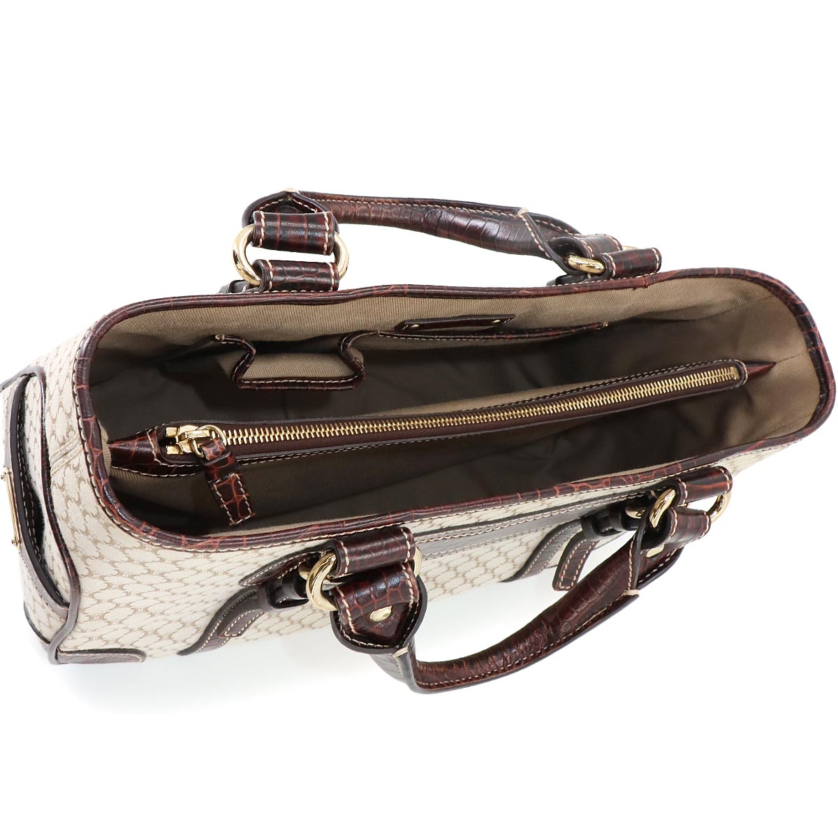 Macadam Boogie Hand Bag Canvas Leather Beige Brown Vintage