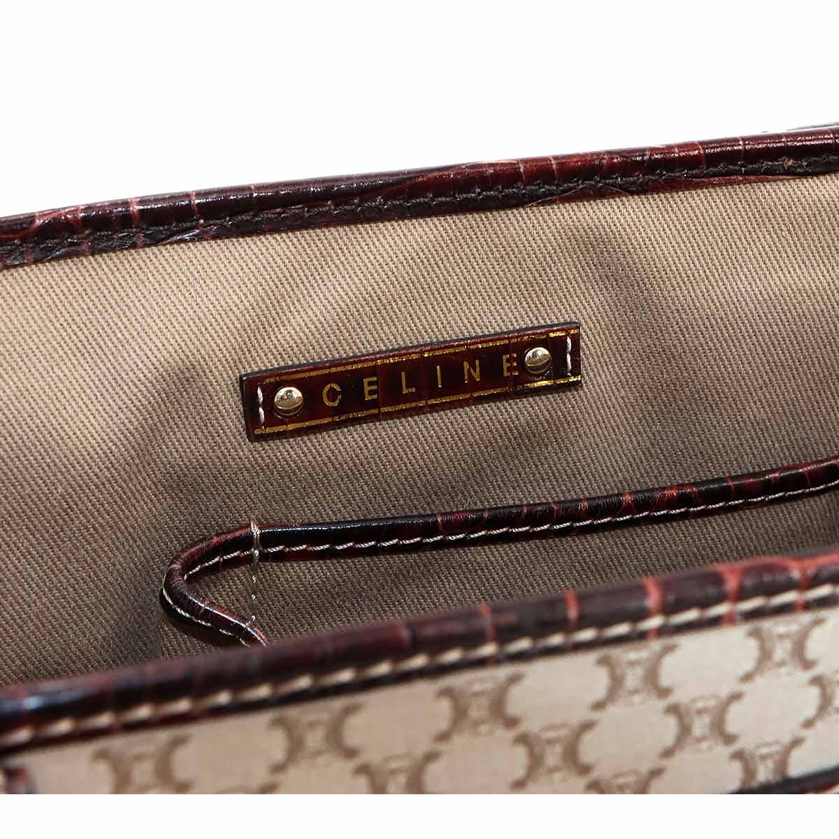 Macadam Boogie Hand Bag Canvas Leather Beige Brown Vintage