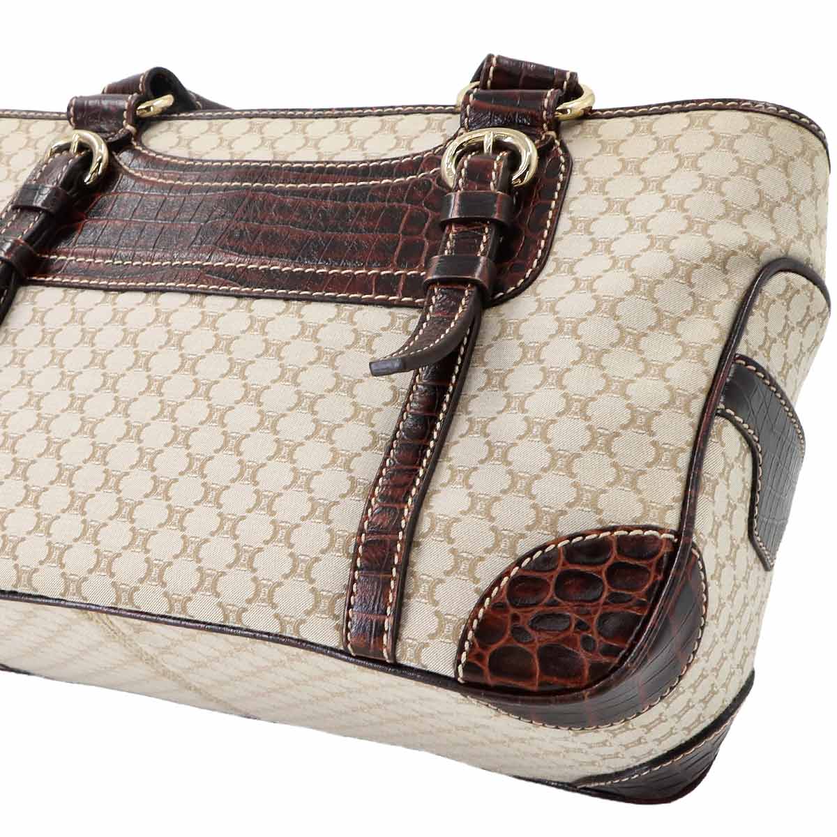 Macadam Boogie Hand Bag Canvas Leather Beige Brown Vintage