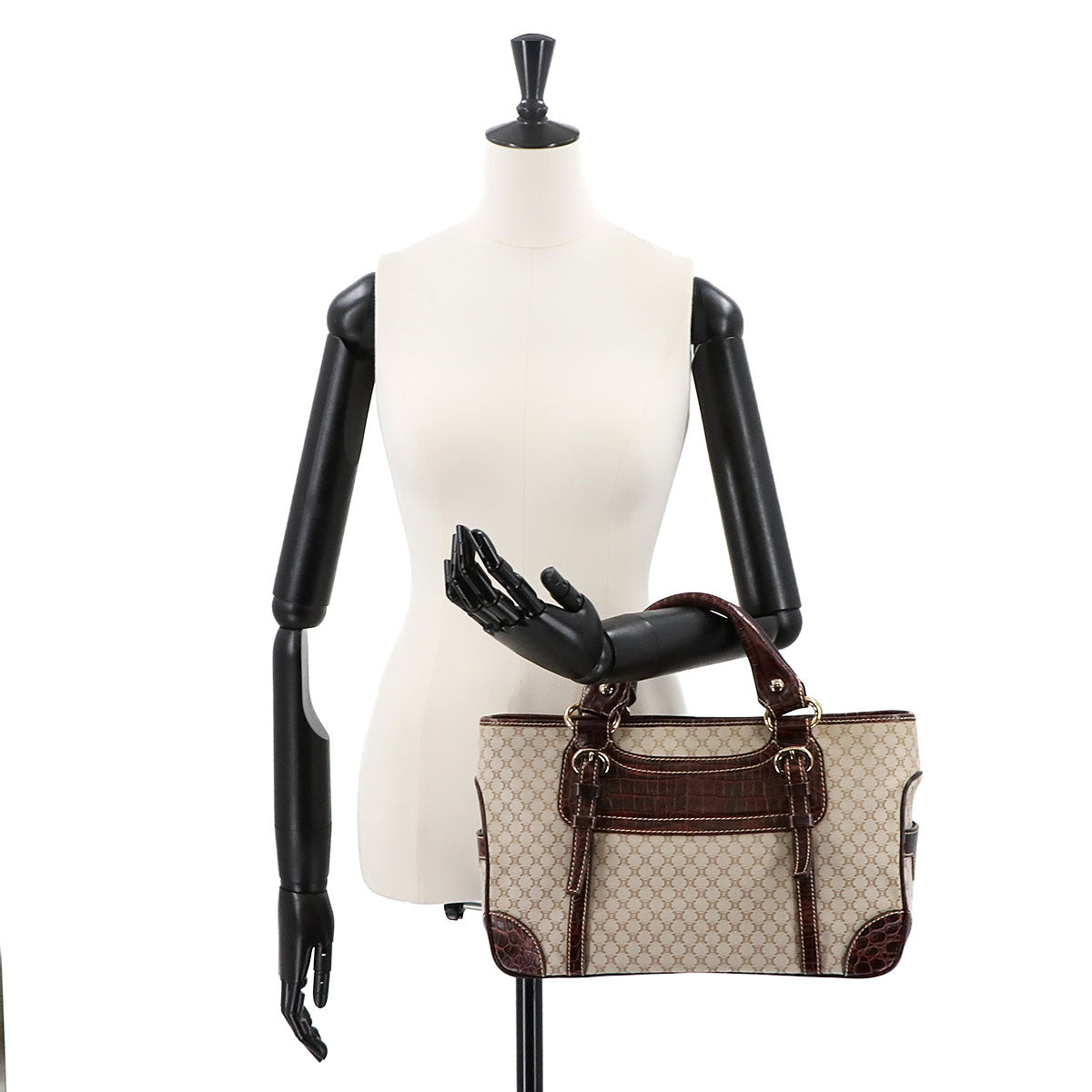 Macadam Boogie Hand Bag Canvas Leather Beige Brown Vintage