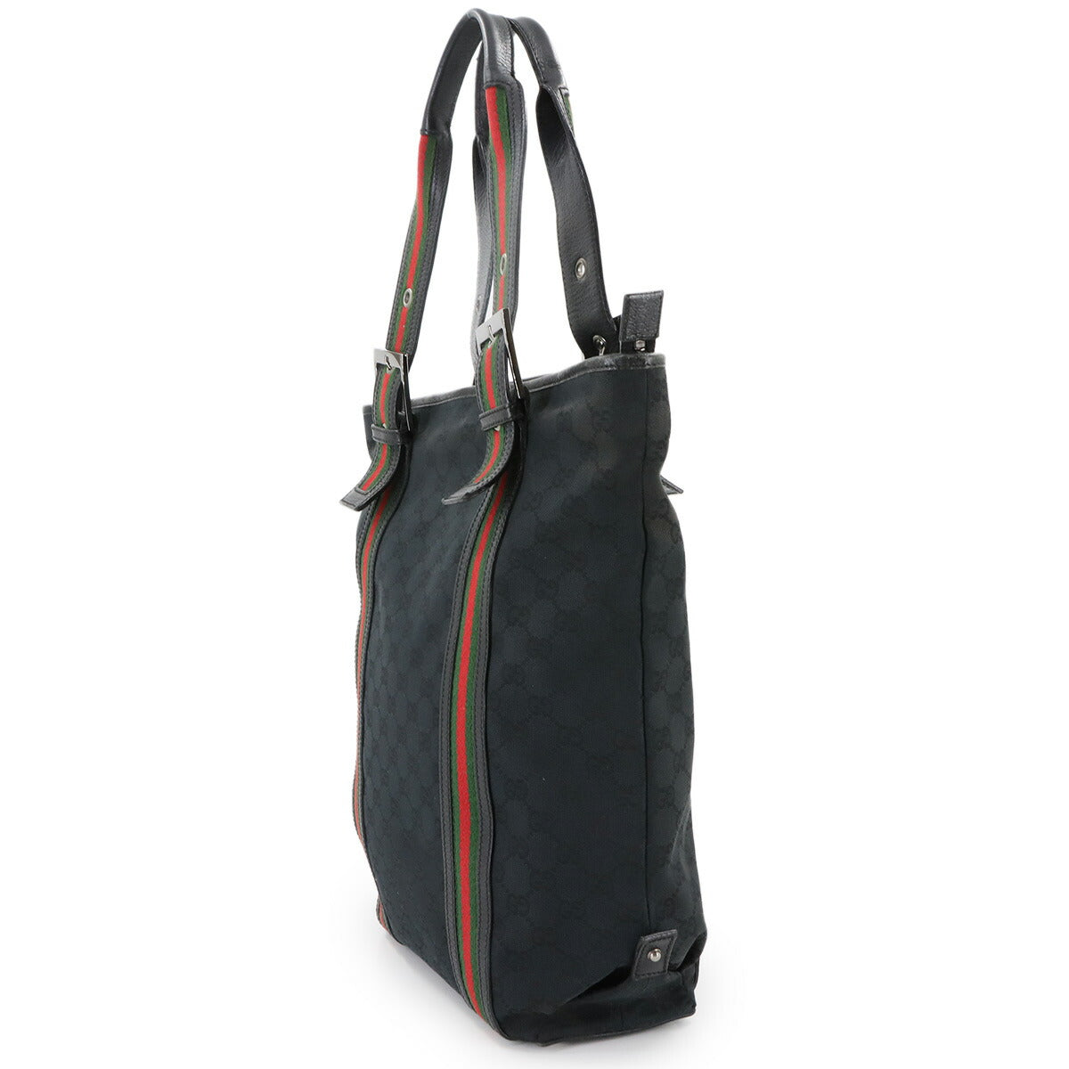 GG Canvas Sherry Line Tote Bag Leather Black 131186 Purse