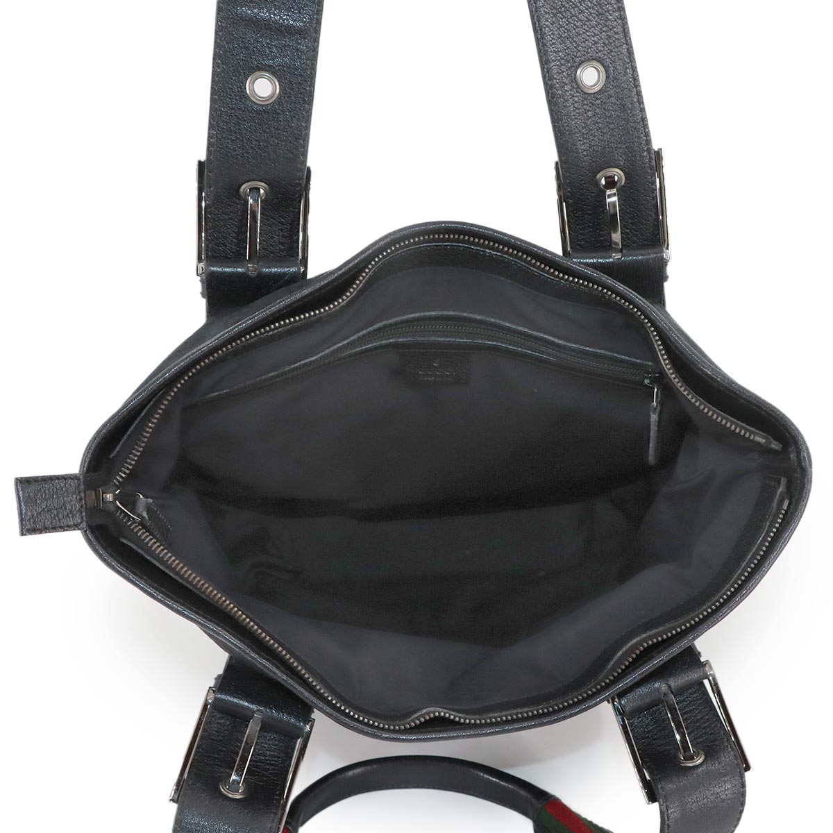 GG Canvas Sherry Line Tote Bag Leather Black 131186 Purse