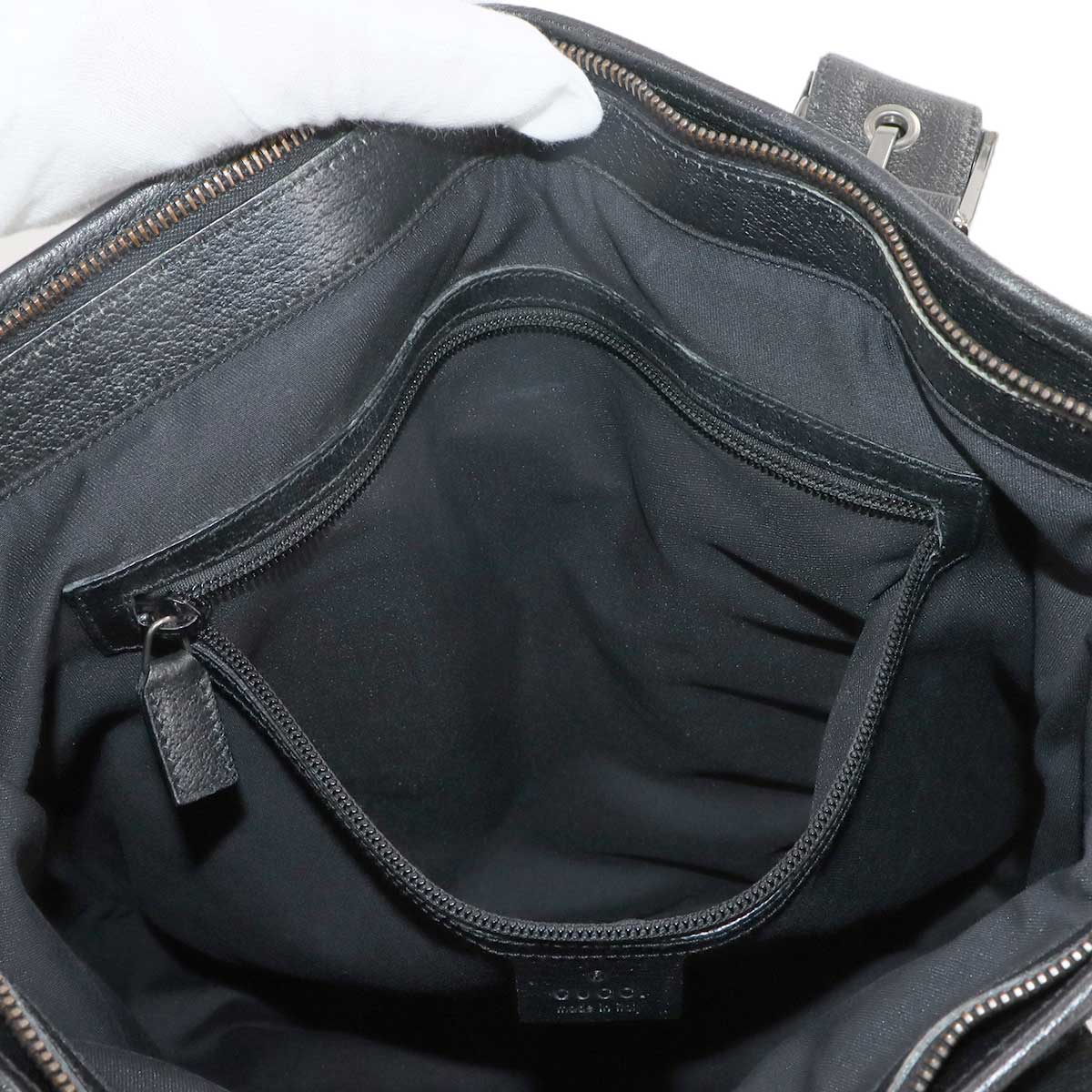 GG Canvas Sherry Line Tote Bag Leather Black 131186 Purse