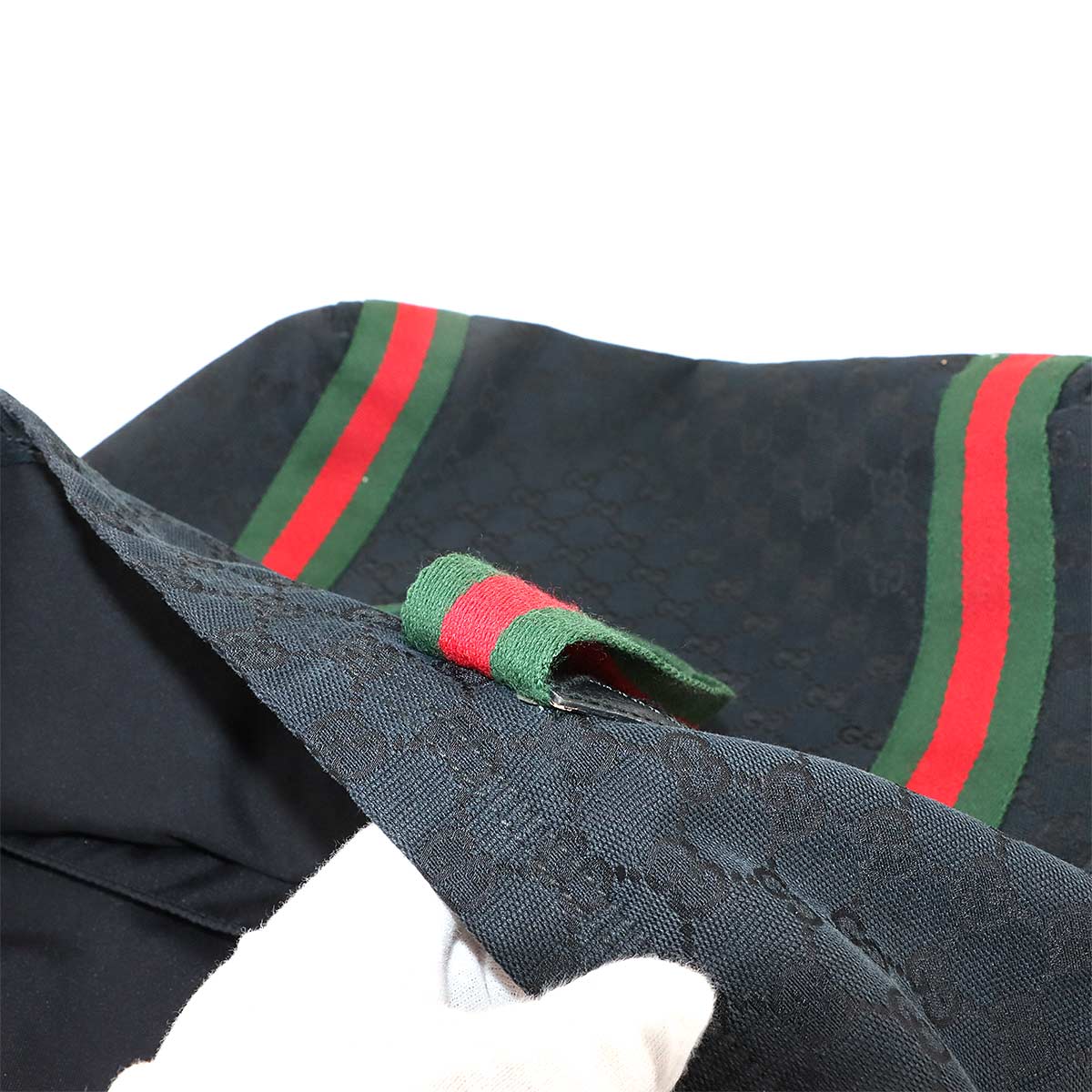 GG Canvas Sherry Line Tote Bag Leather Black 189669 Purse