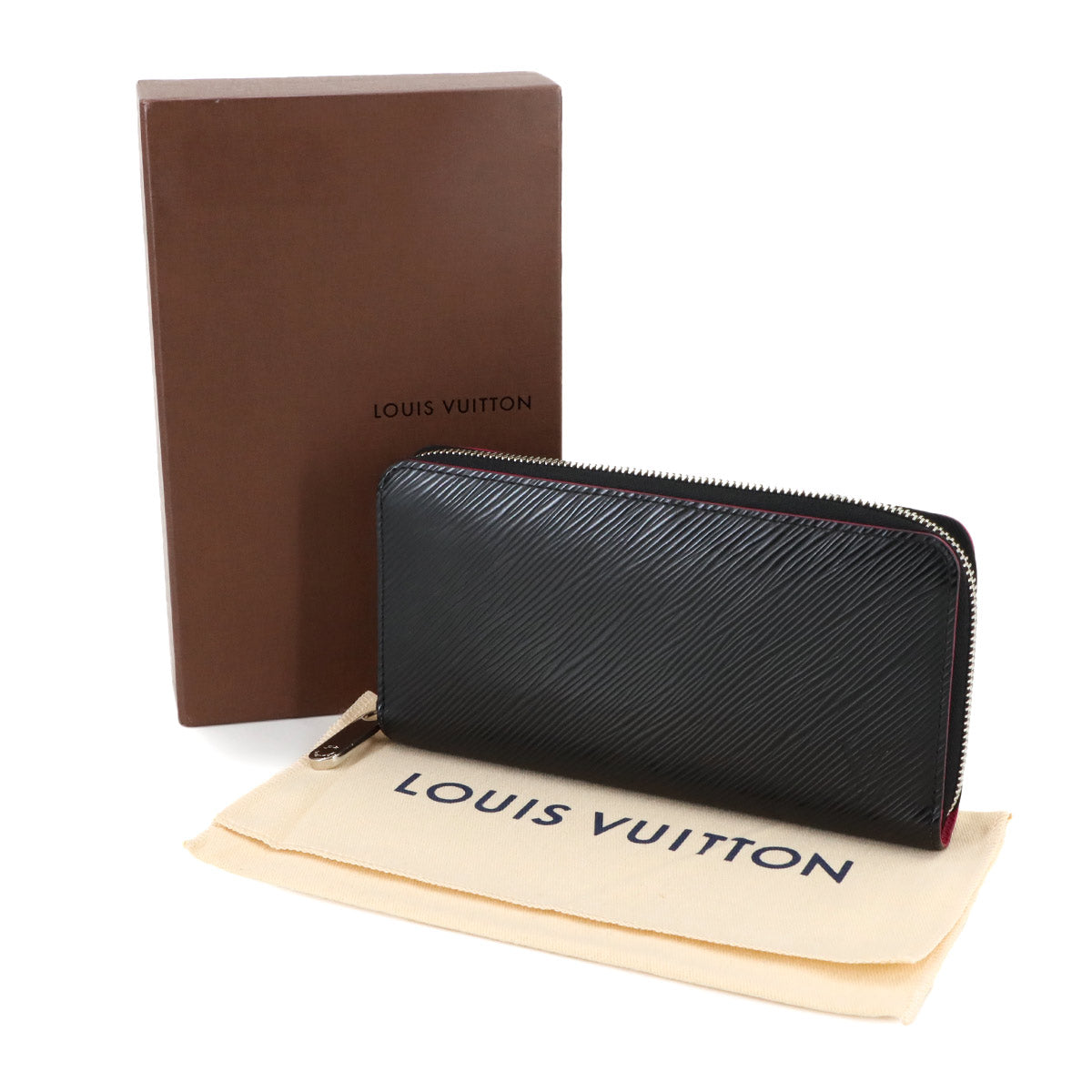 Epi Zippy Wallet Leather Noir Hot Pink M64838 Purse