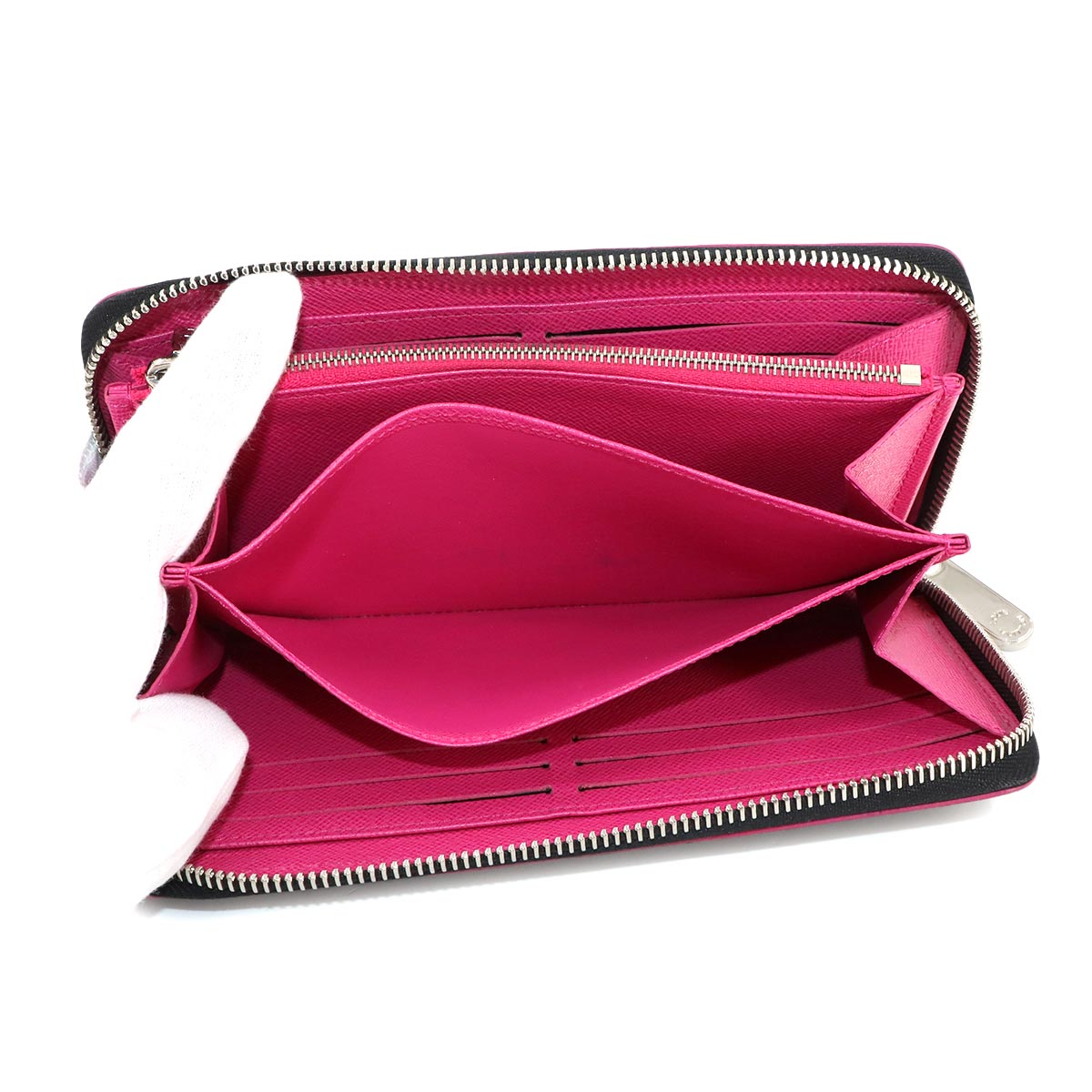 Epi Zippy Wallet Leather Noir Hot Pink M64838 Purse