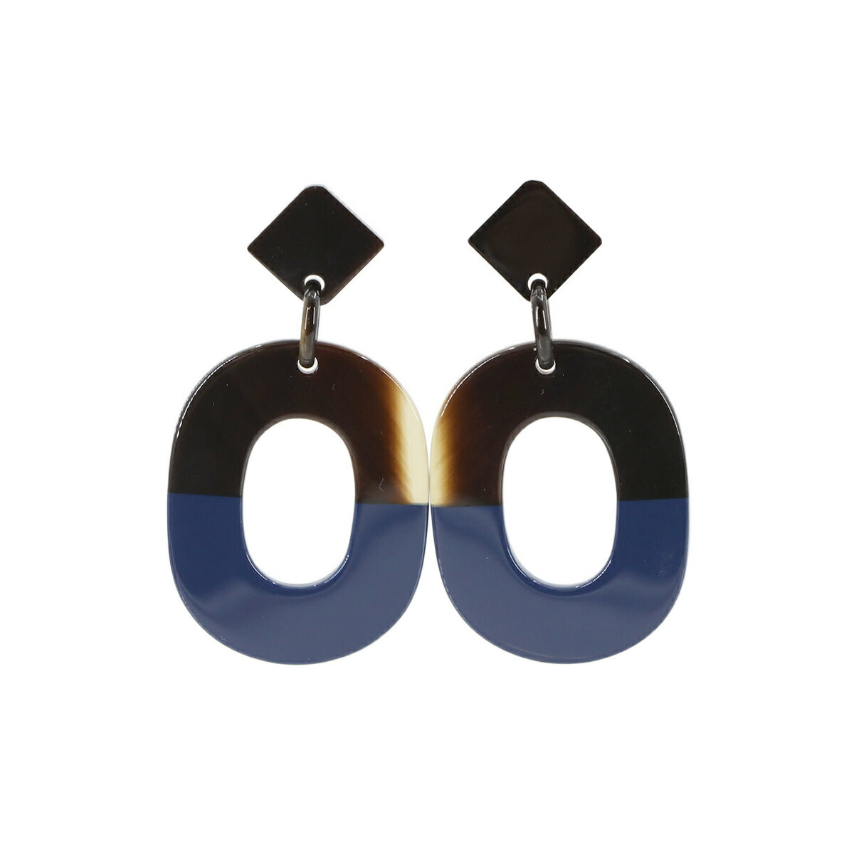 Isthme Ism Earrings Buffalo Horn Brown Navy