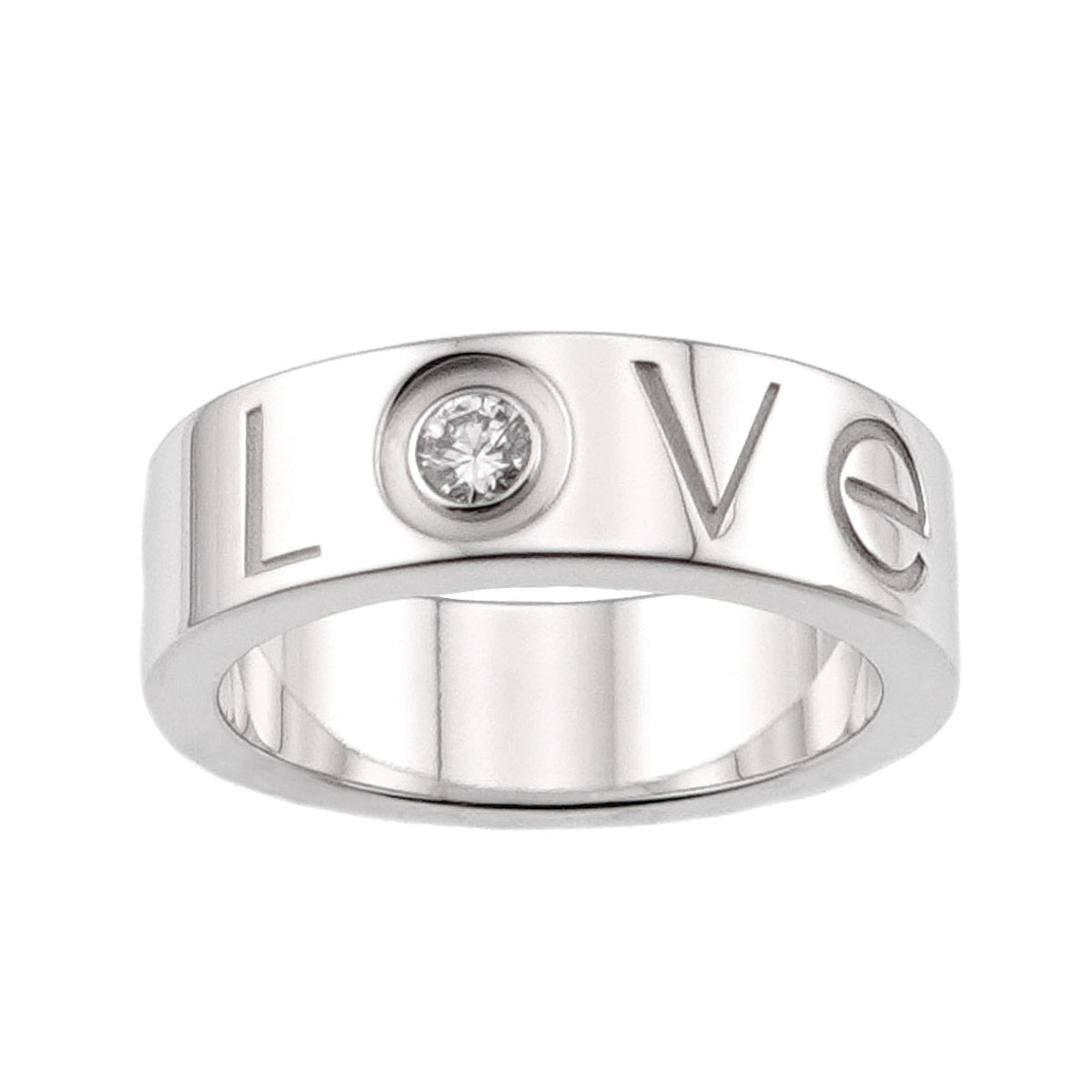 Love Diamond 1P Ring 18K White Gold 750 size47 4(US)