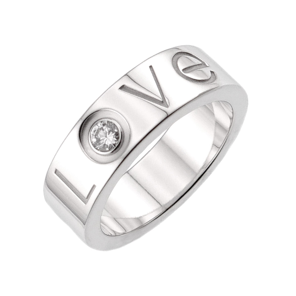 Love Diamond 1P Ring 18K White Gold 750 size47 4(US)