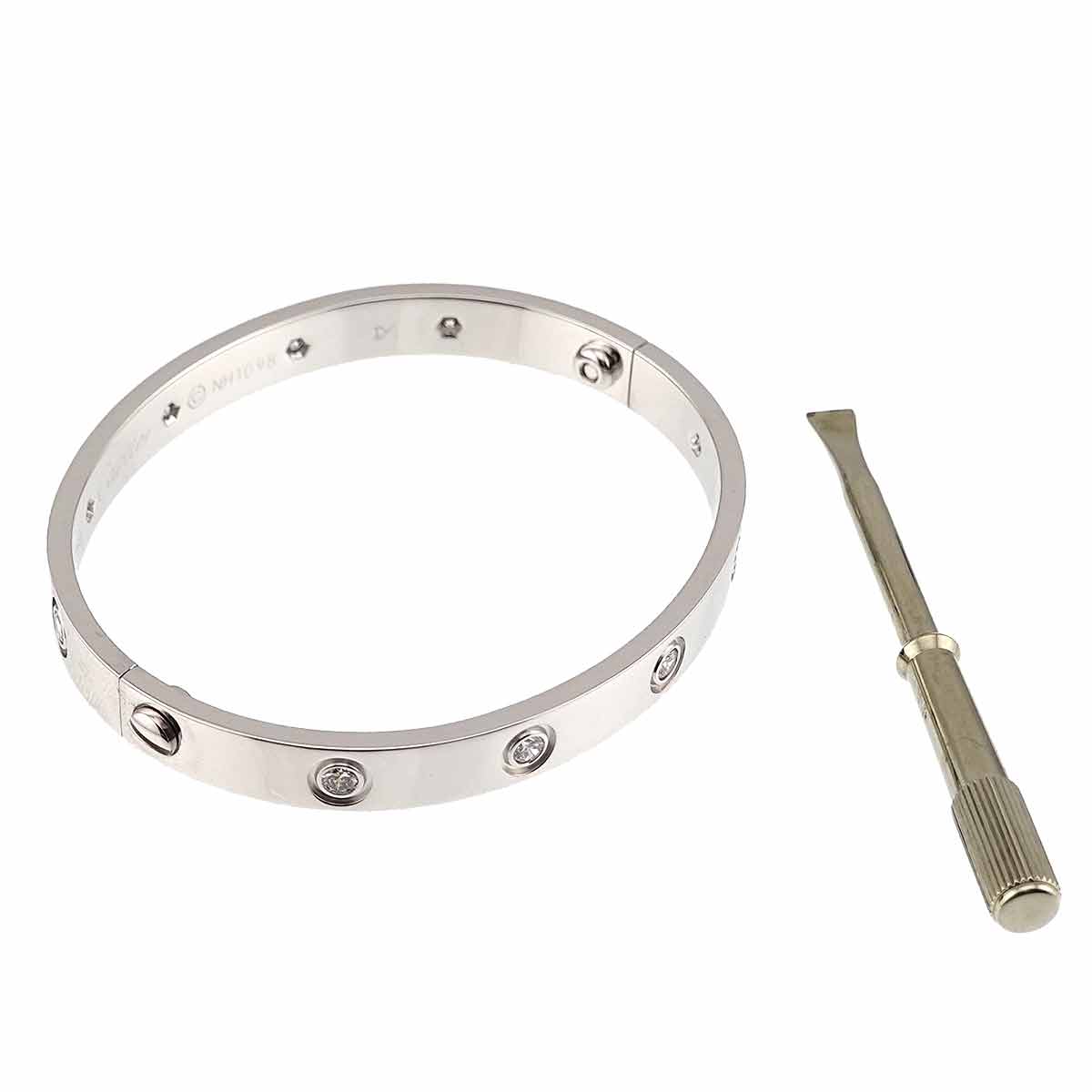 Love Bracelet Diamond 10P Bangle 18K WG 750 Size16