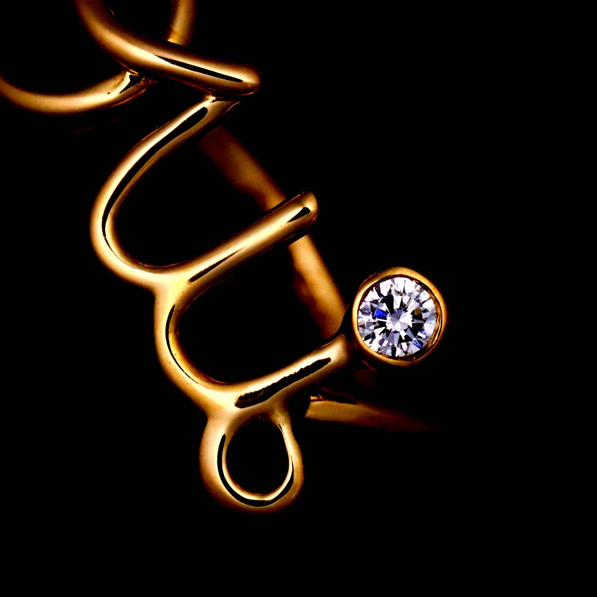 Dioramour OUI Diamond Ring 18K YG size55 6.75-7.25(US)